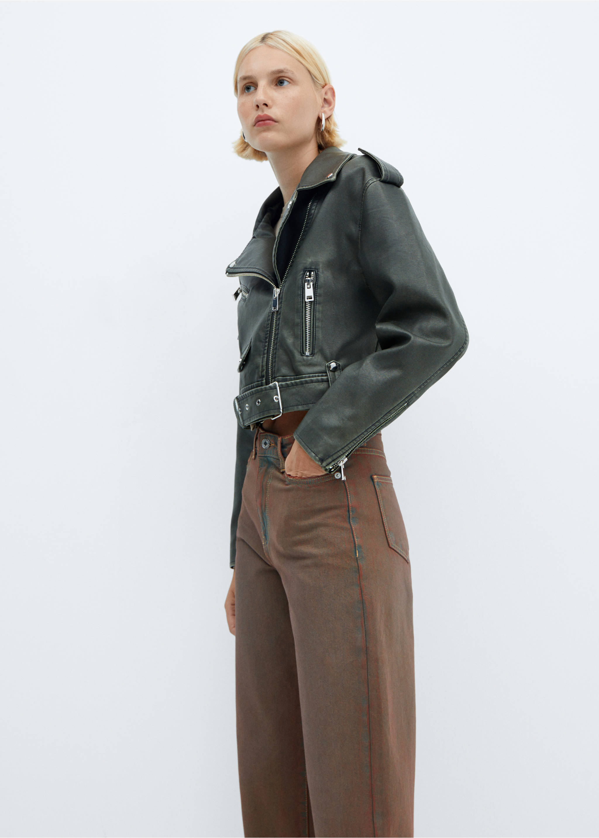 Jean slouchy taille haute - Détail de l'article 2, Marron. Ref: 57015971-00.