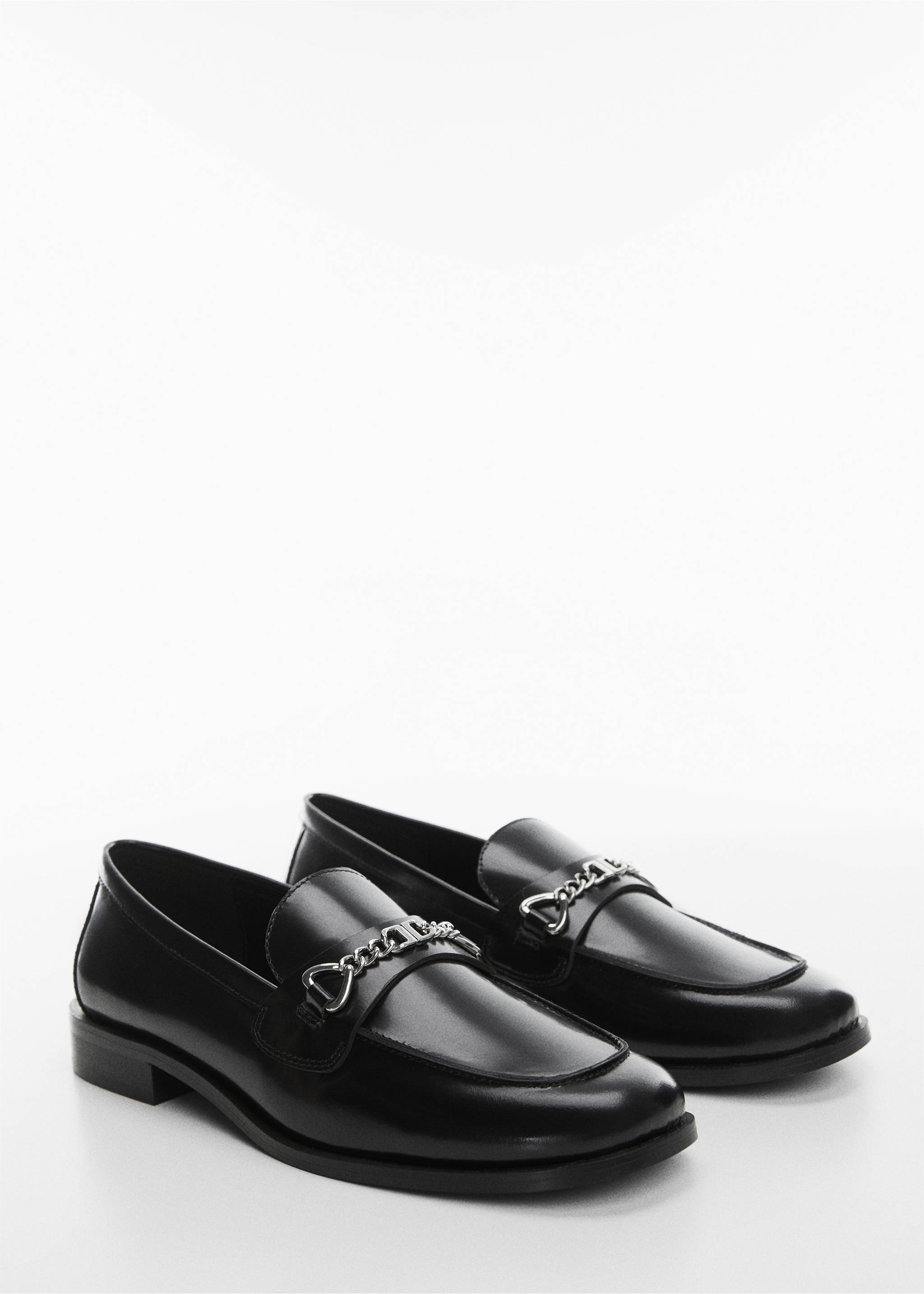 Leather loafers with chain - Medium plane, Black. Ref: 57015976-00.