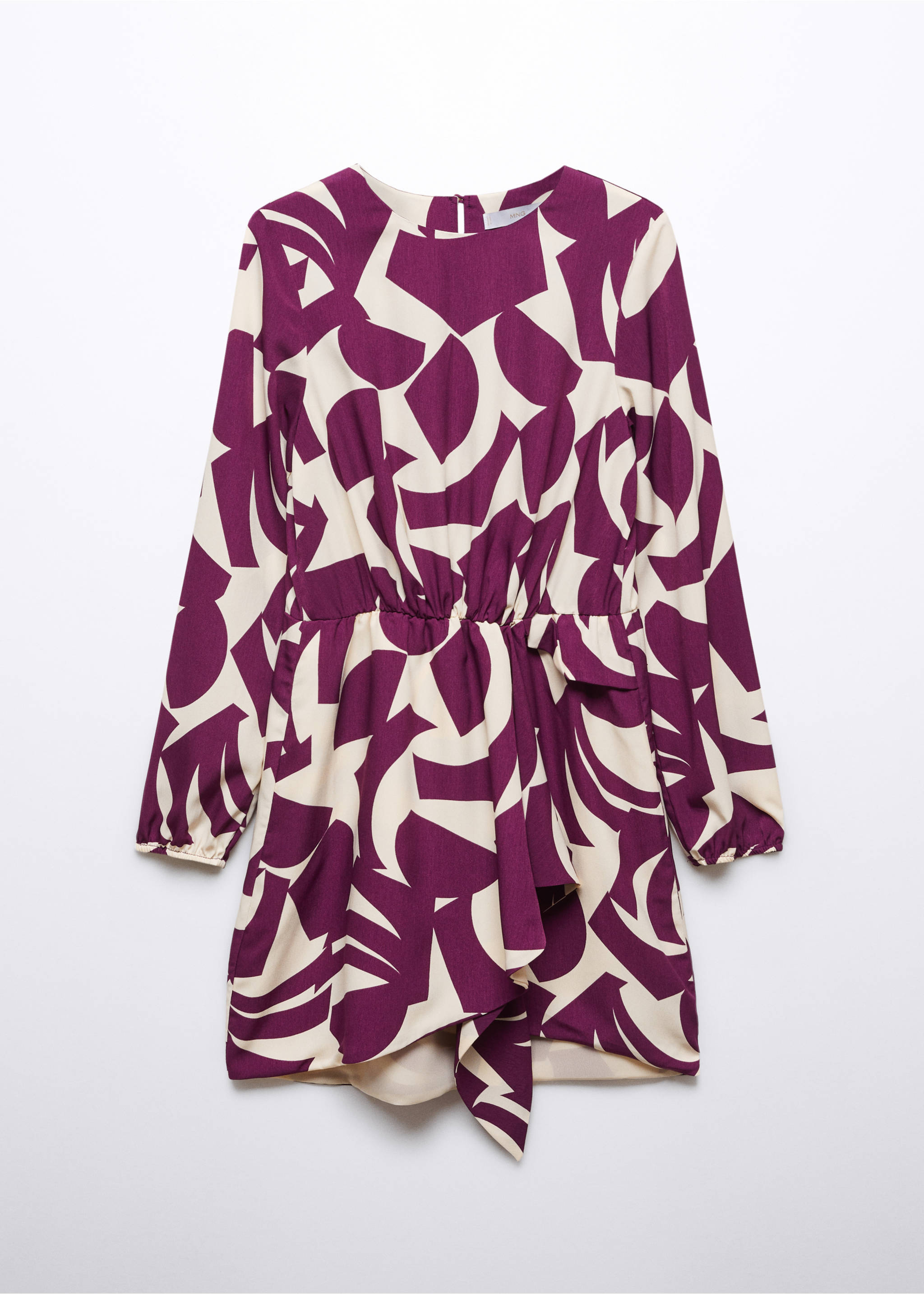 Printed bow dress - Article without model, Burgundy. Ref: 57015982-00.