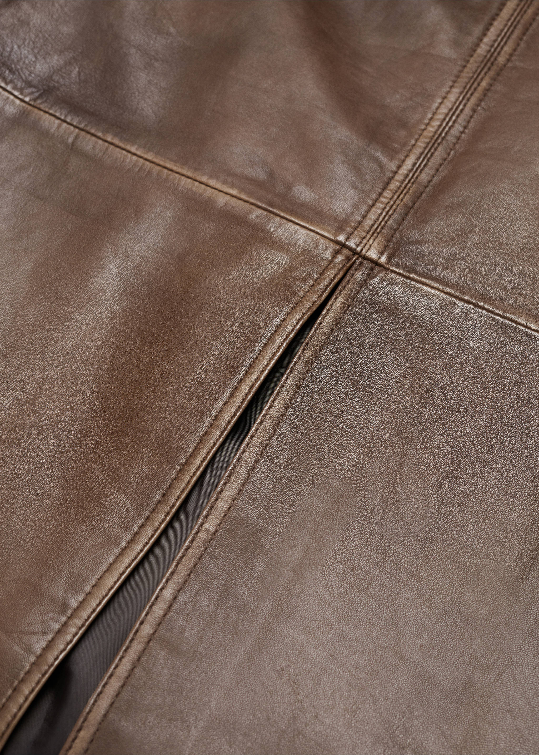 Leather midi skirt - Details of the article 8, Brown. Ref: 57015987-00.