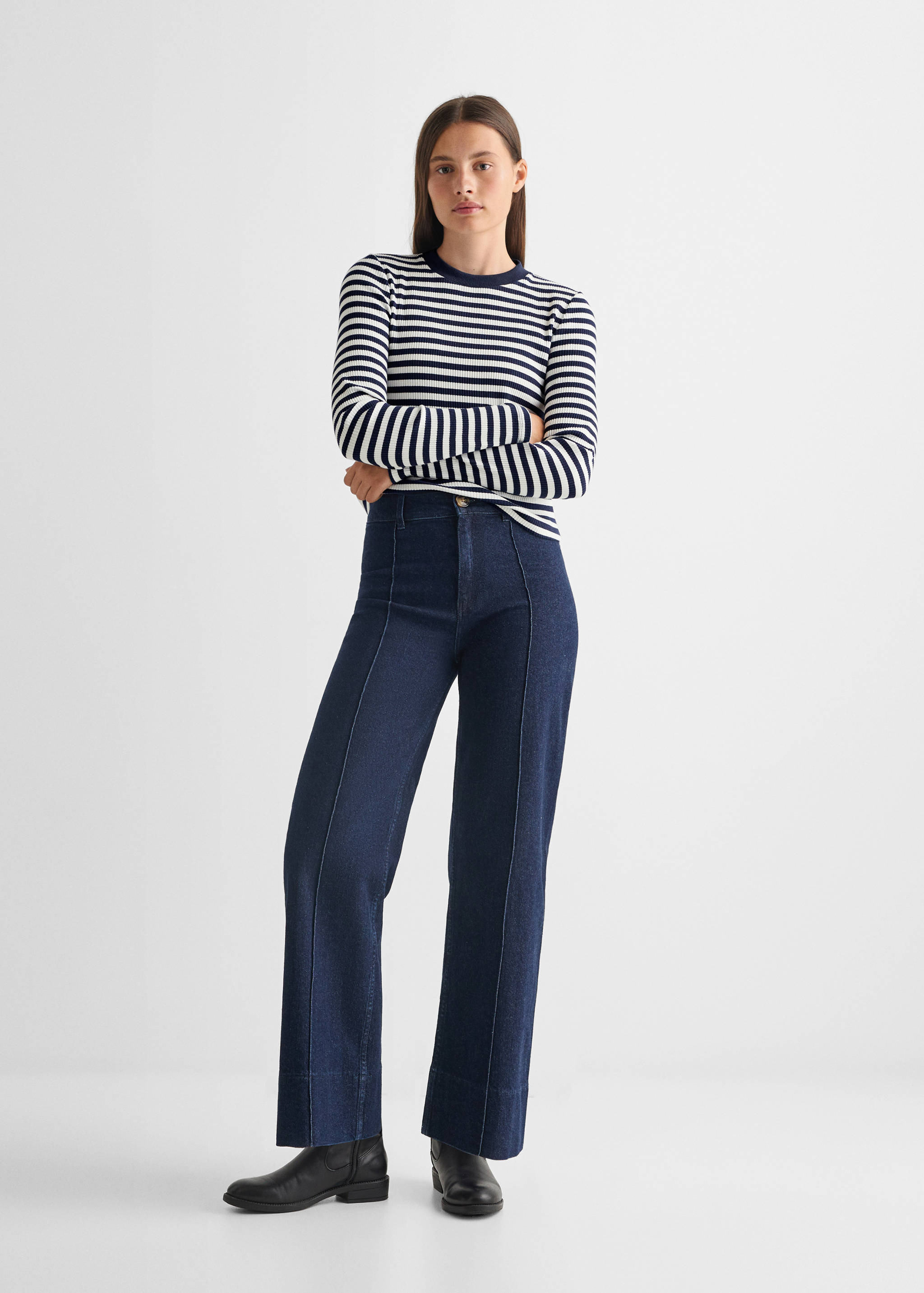 Gestreept T-shirt met lange mouwen - Overzichtstekening