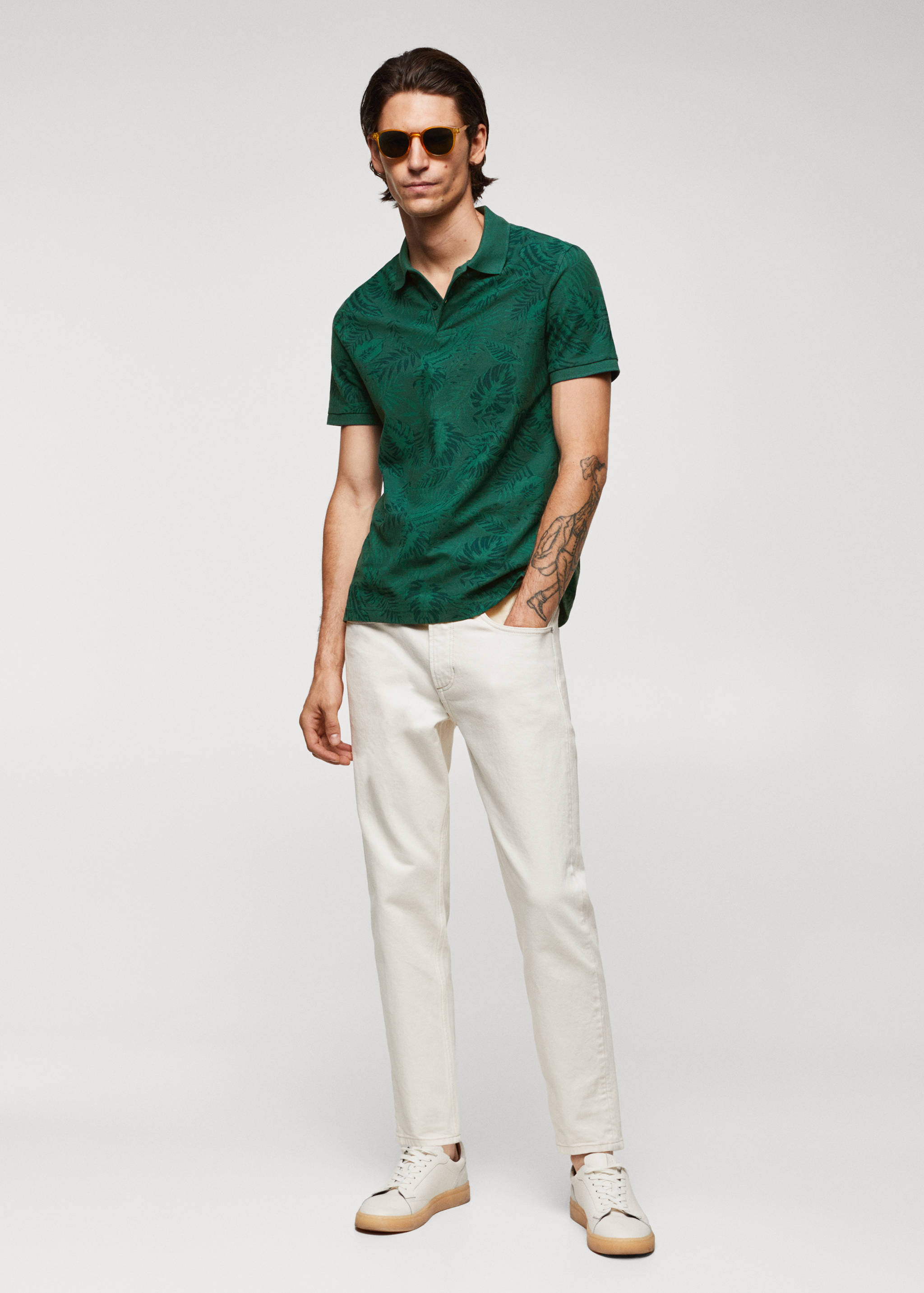 Palm print polo shirt - General plane