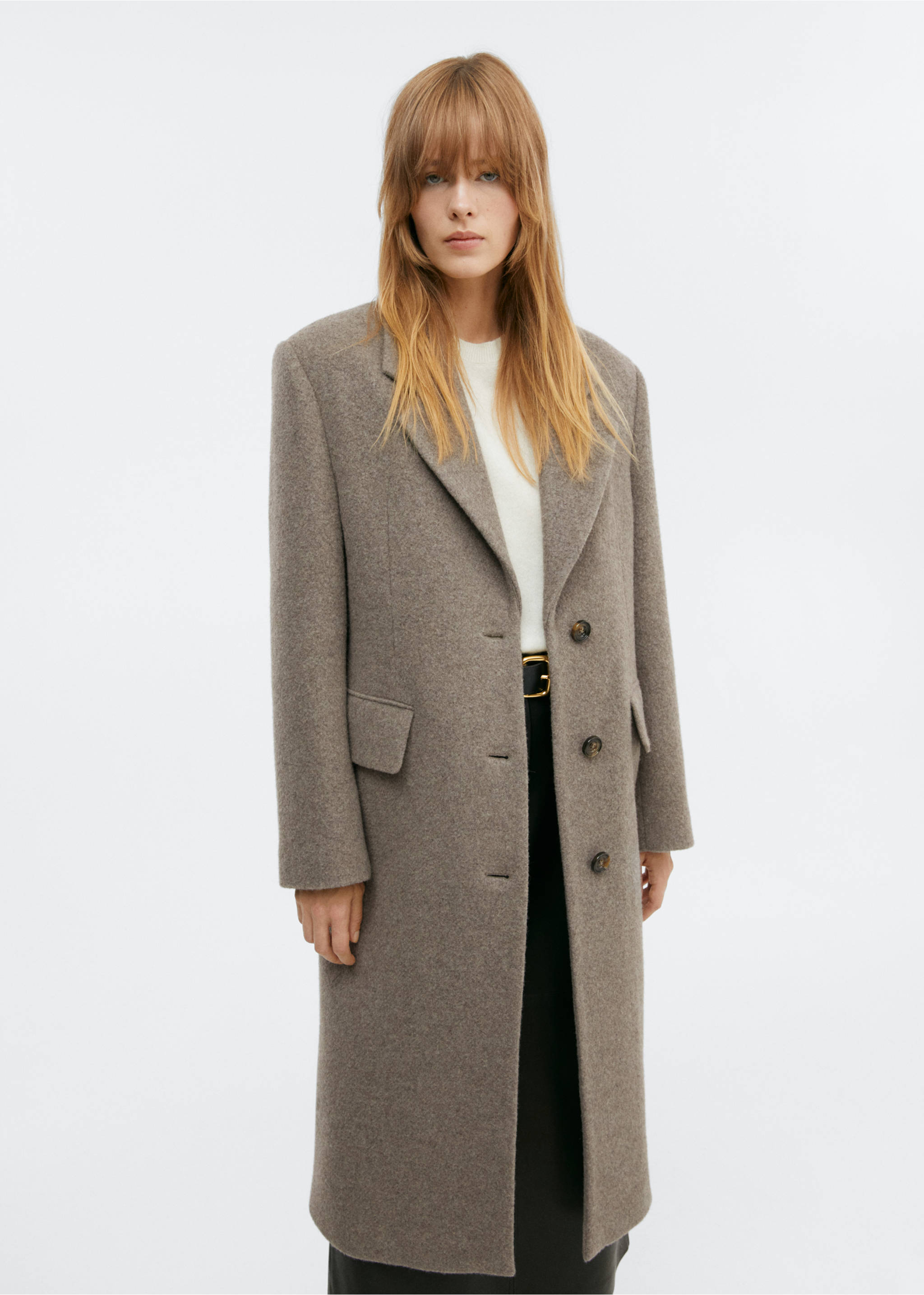 Oversize wool coat - Medium plane, Medium Brown. Ref: 57016022-00.