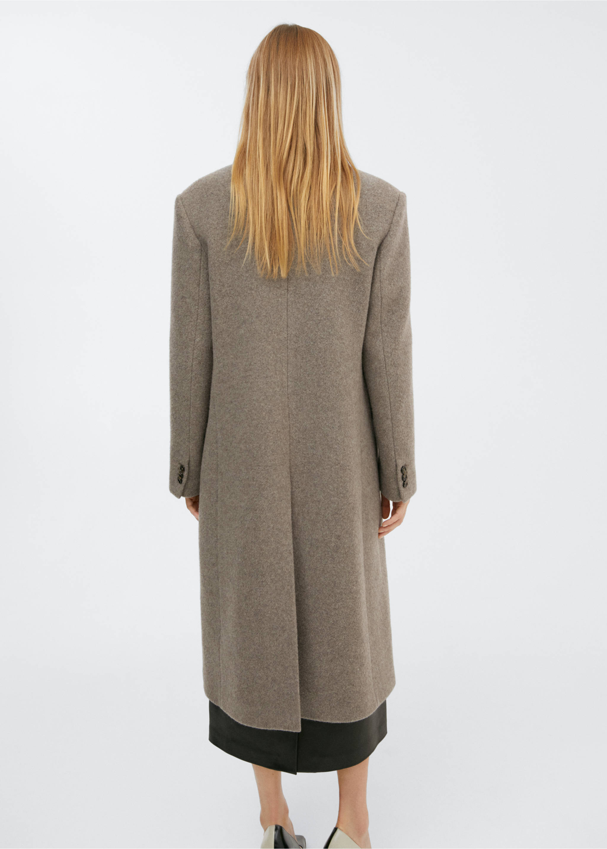 Oversize wool coat - Reverse of the article, Medium Brown. Ref: 57016022-00.