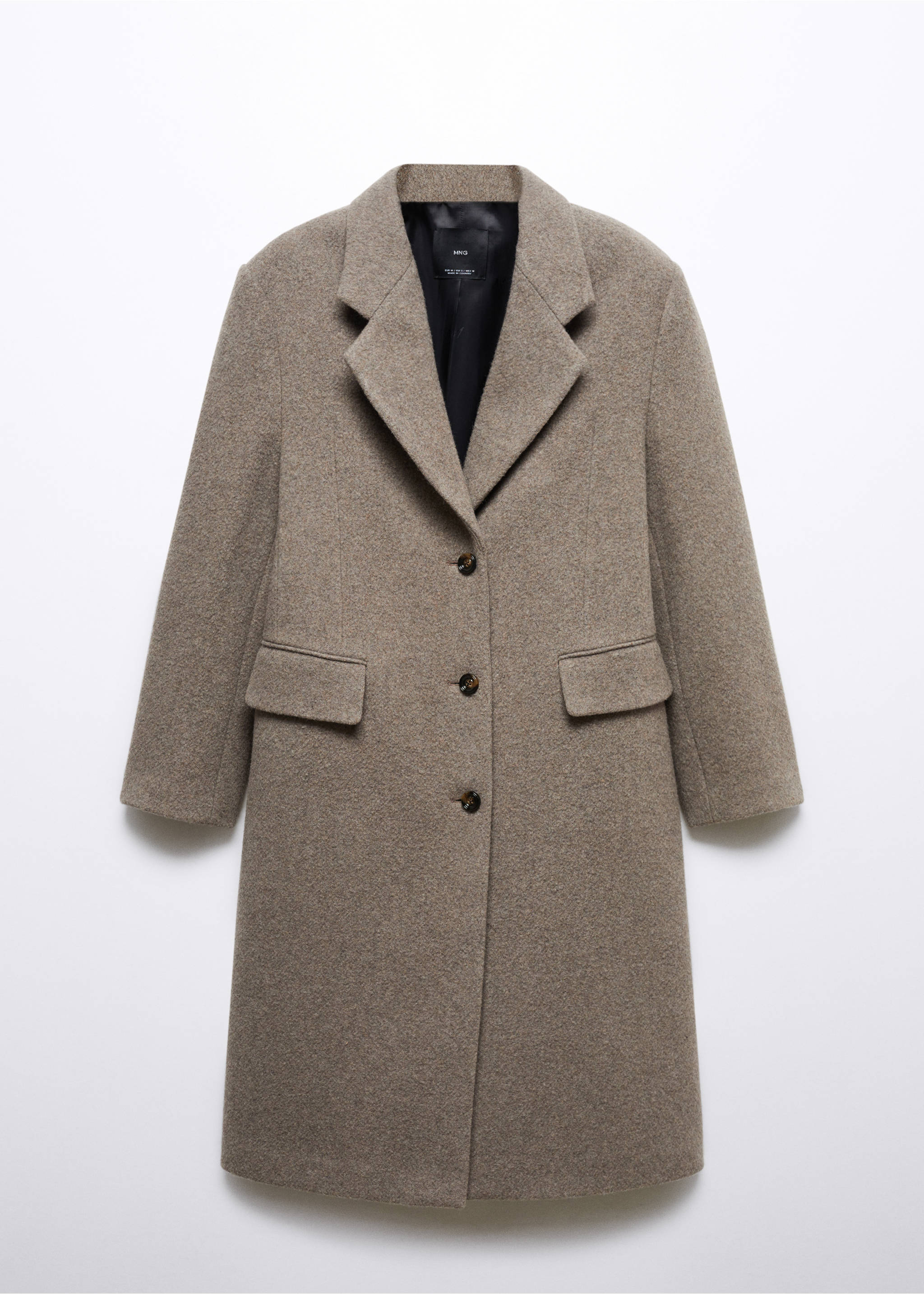 Oversize wool coat - Article without model, Medium Brown. Ref: 57016022-00.