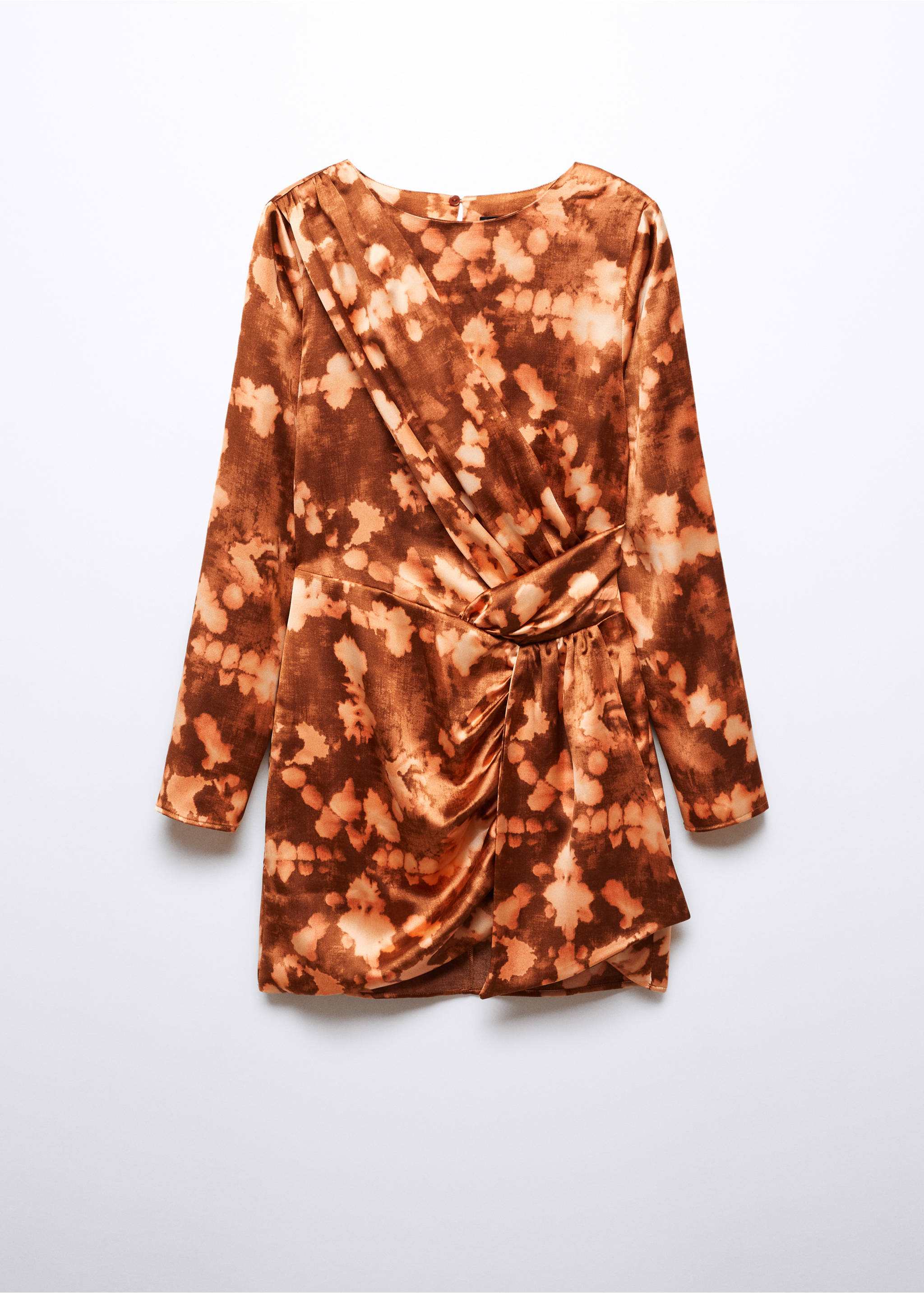 Short tie-dye draped dress - Article without model, Brown. Ref: 57016026-00.