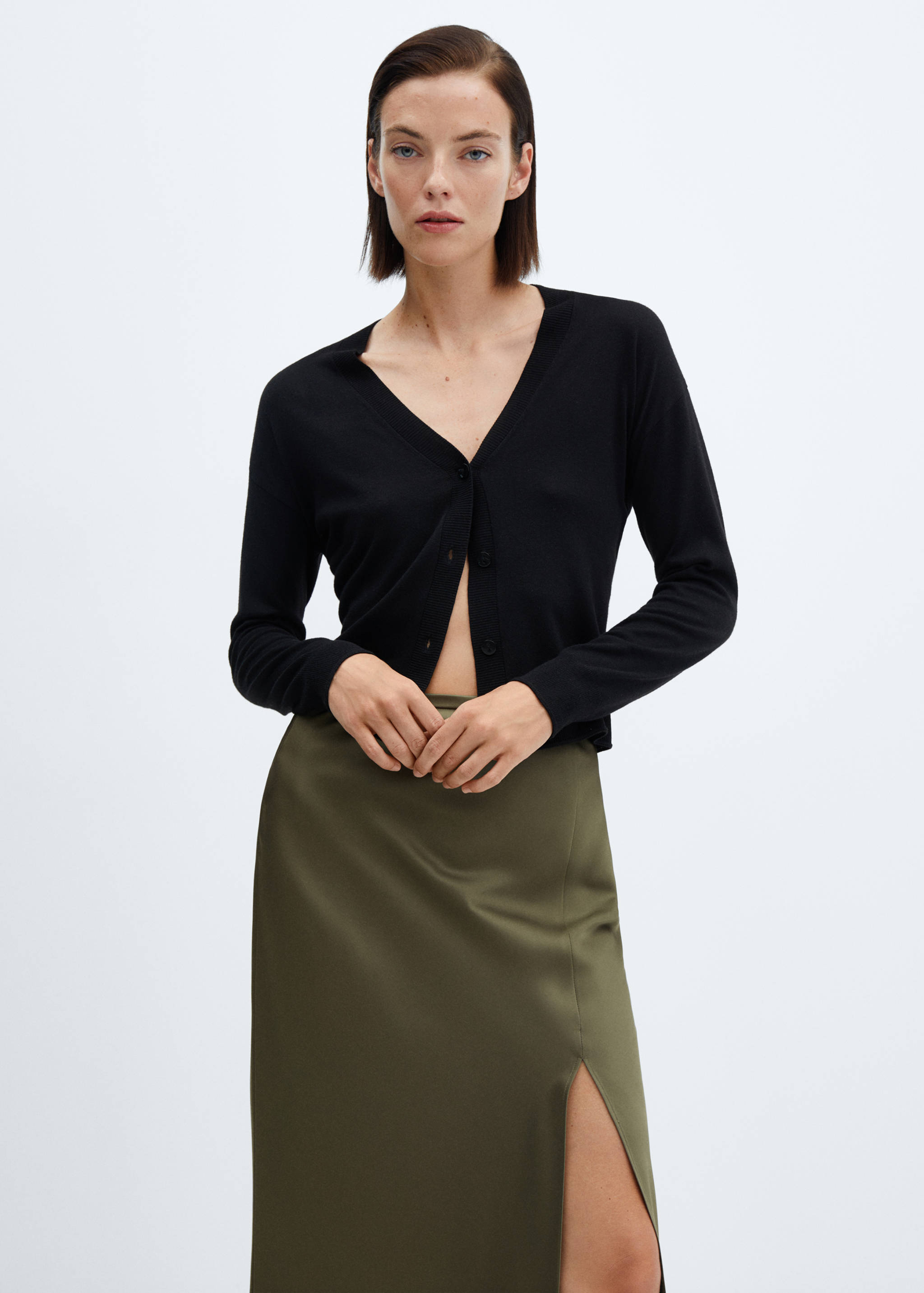 Satin skirt with side slit - Details of the article 1