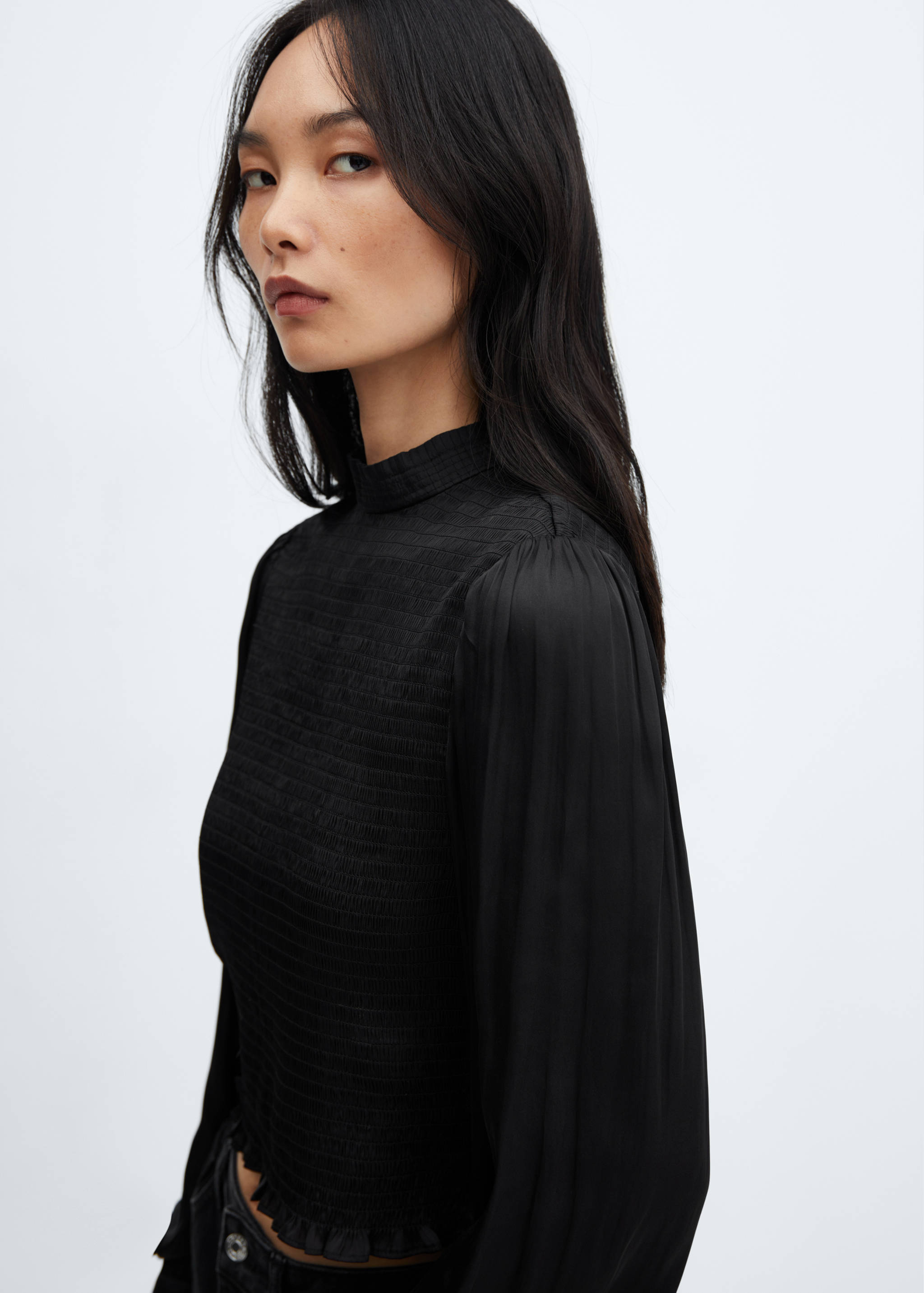 Blusa satinada fruncida - Detalle del artículo 1