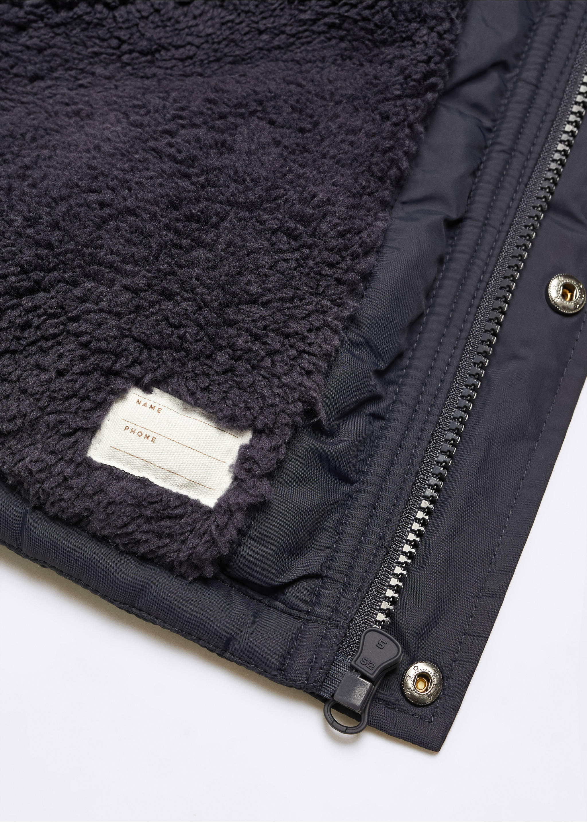 Trench coat with fur lining - Details of the article 0, Dark Navy. Ref: 57017118-00.
