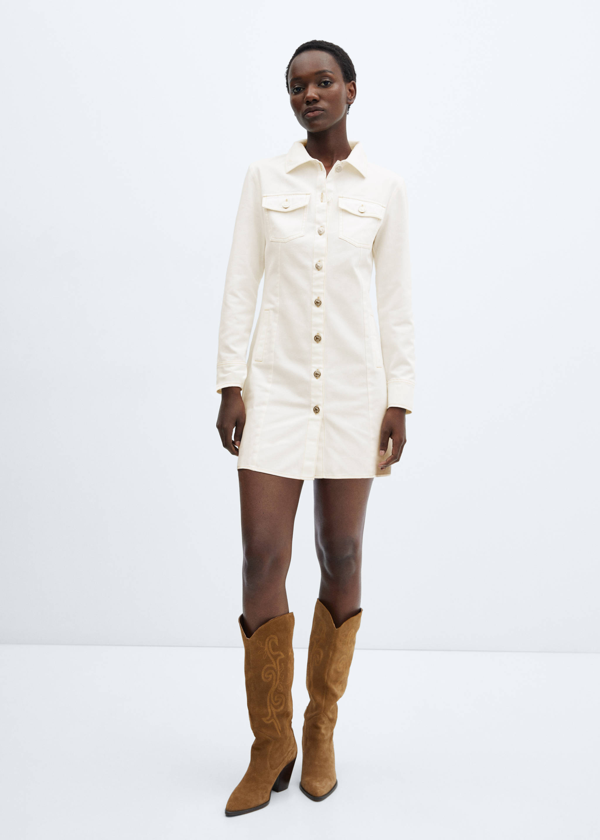 Button denim dress - General plane