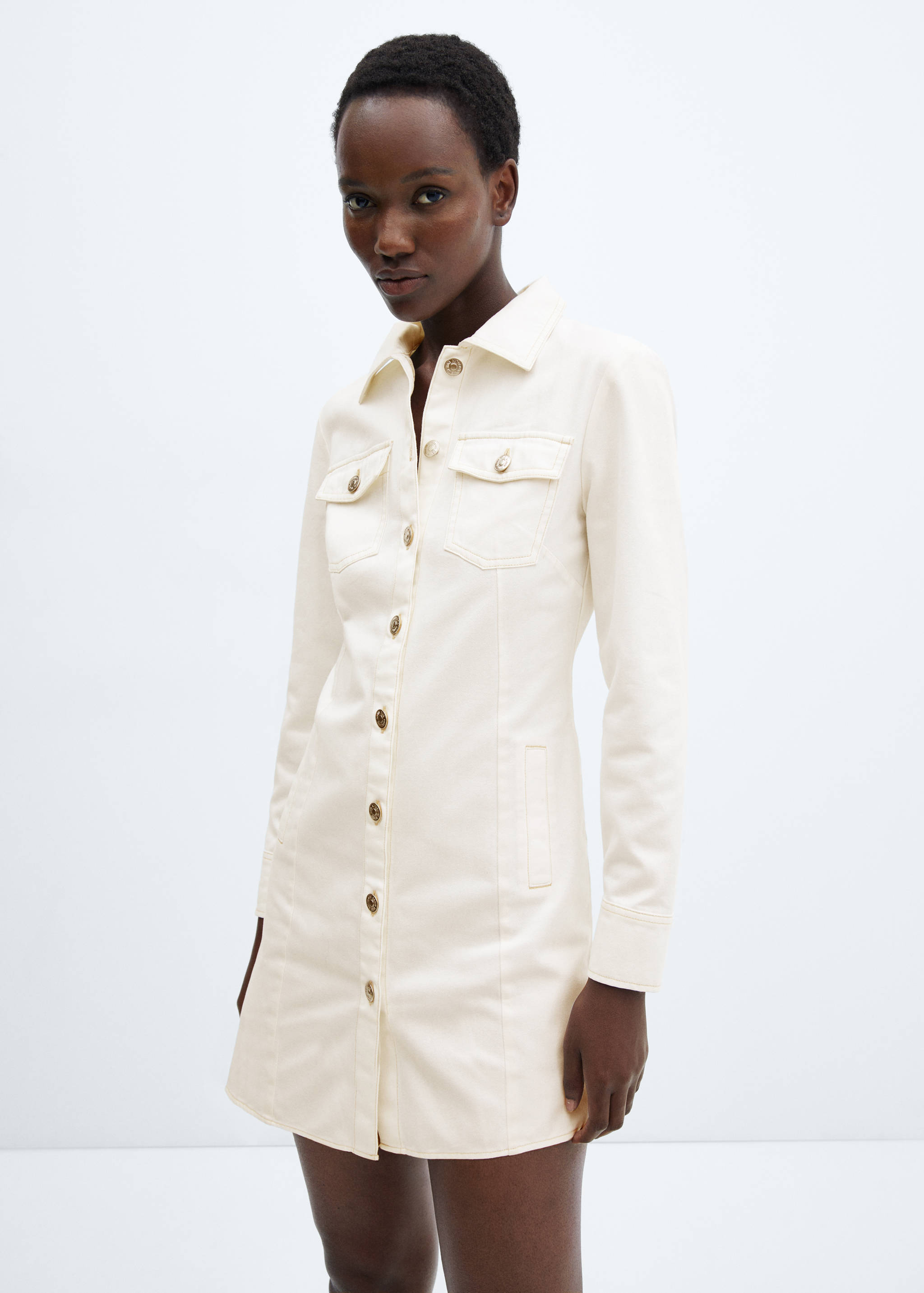 Button denim dress - Medium plane