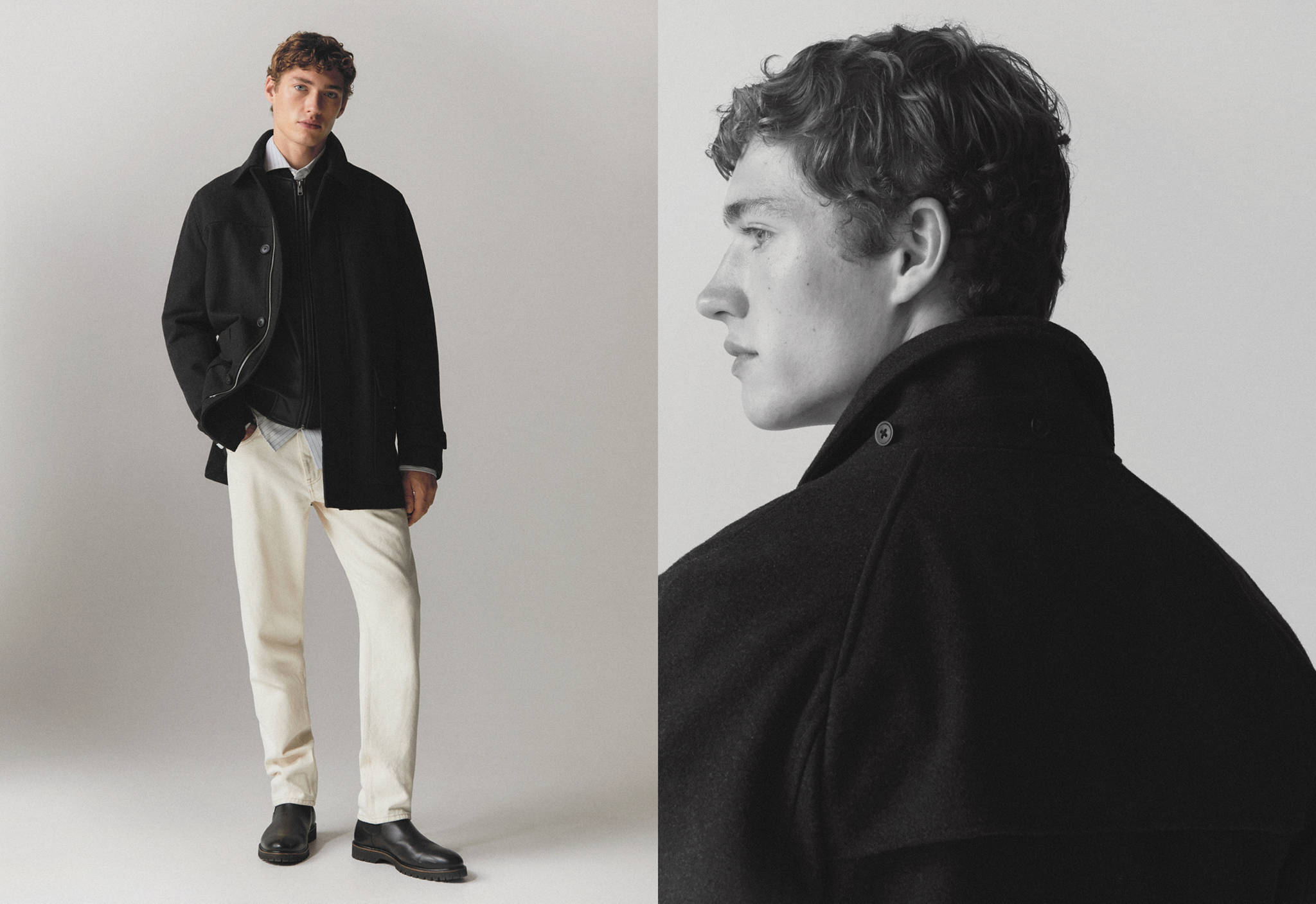 Detachable hood wool coat - Panoramic plane