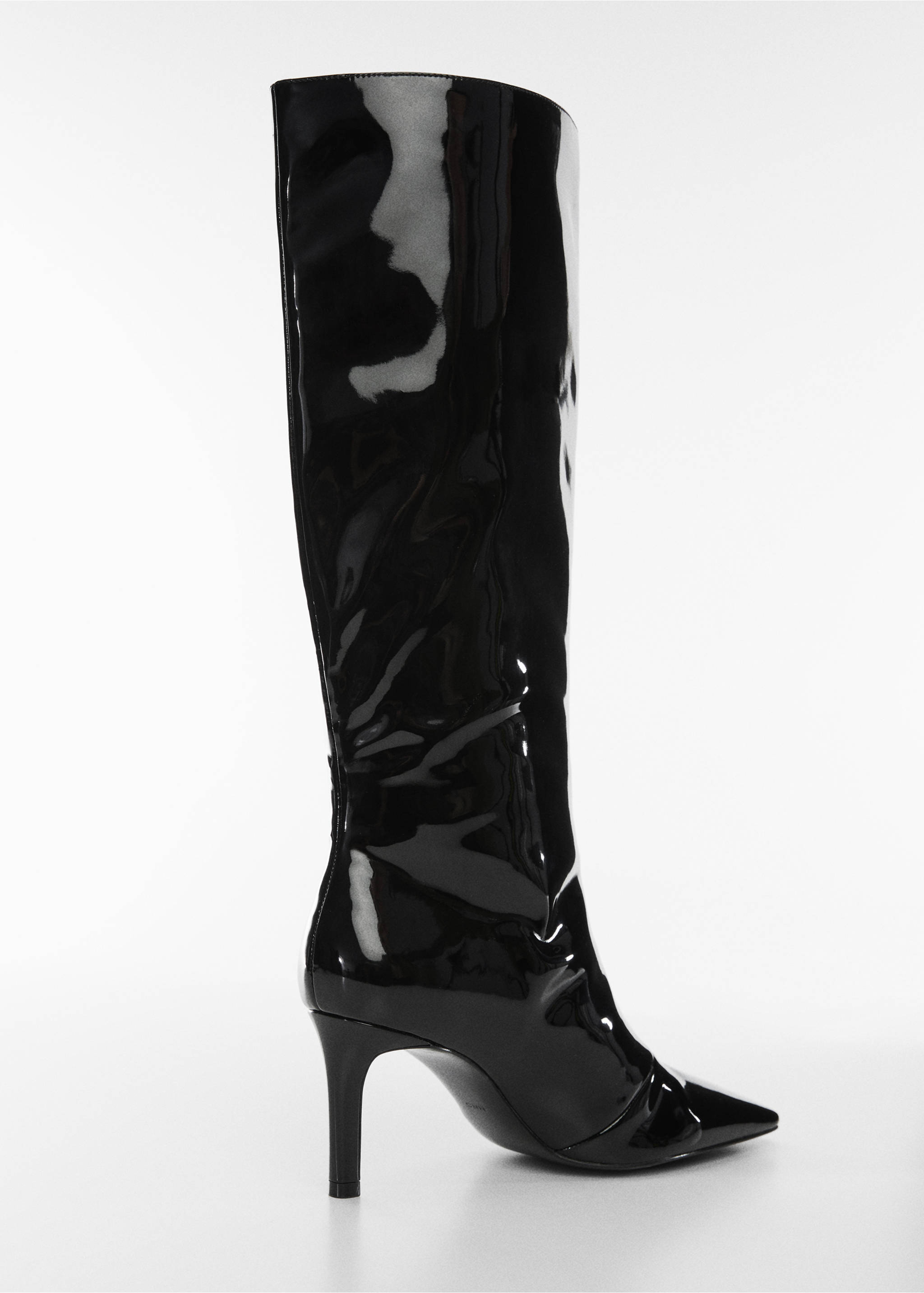 Patent leather-effect heeled boots - Details of the article 1, Black. Ref: 57017714-00.