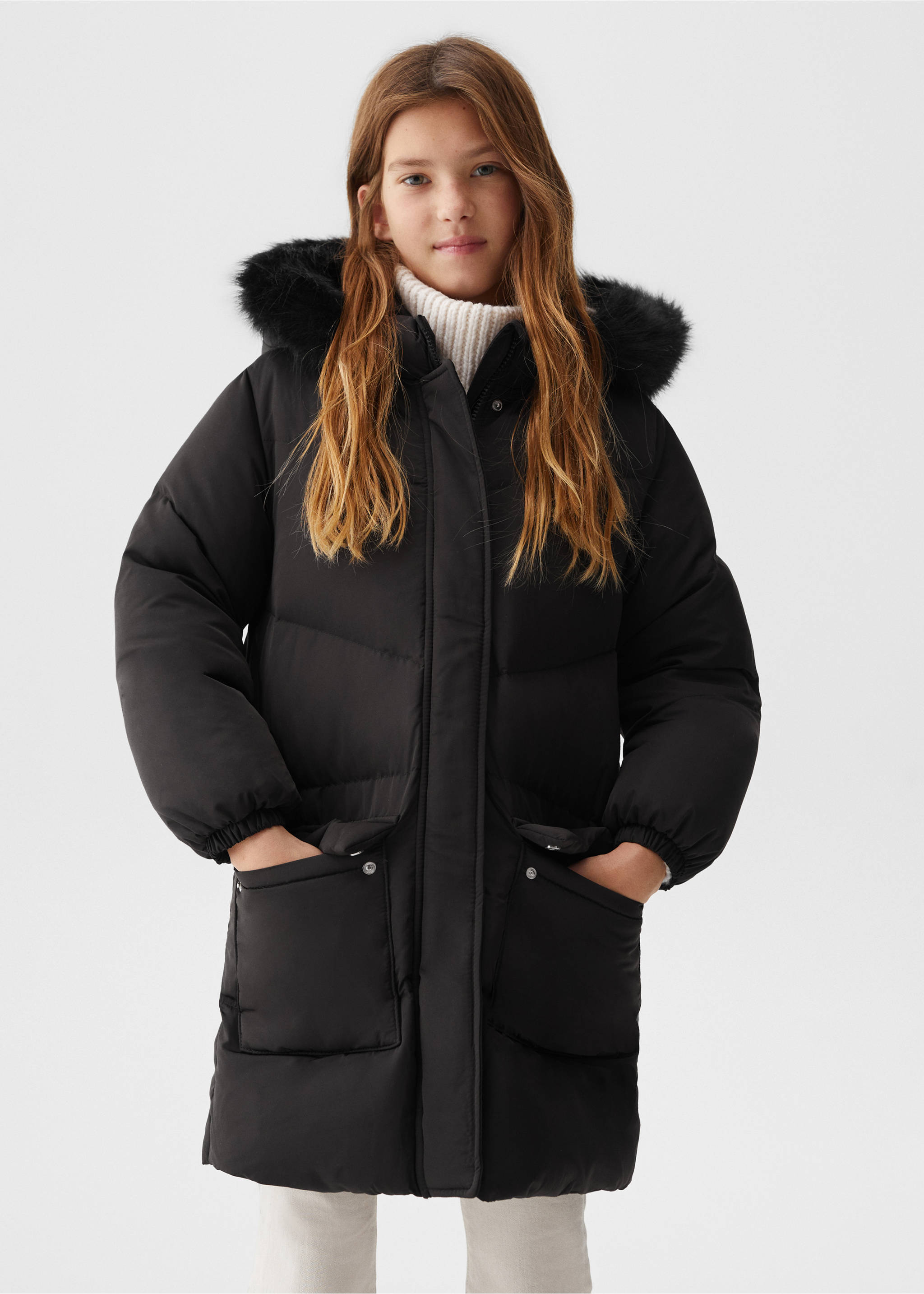 Gesteppter Daunenanorak - Mittlere Ansicht, Schwarz. Ref: 57017715-00.