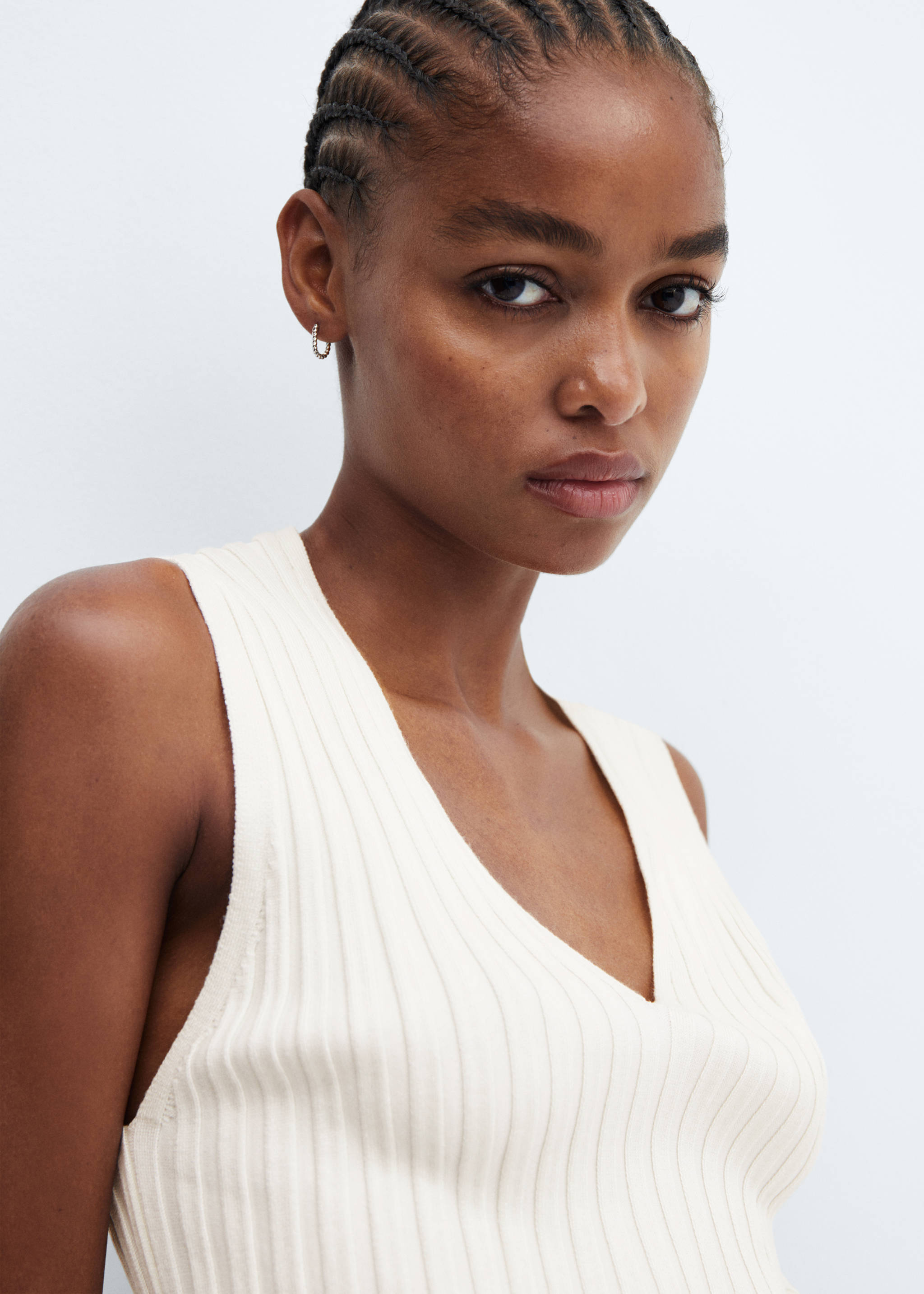 Top maille côtelée col V - Détail de l'article 1