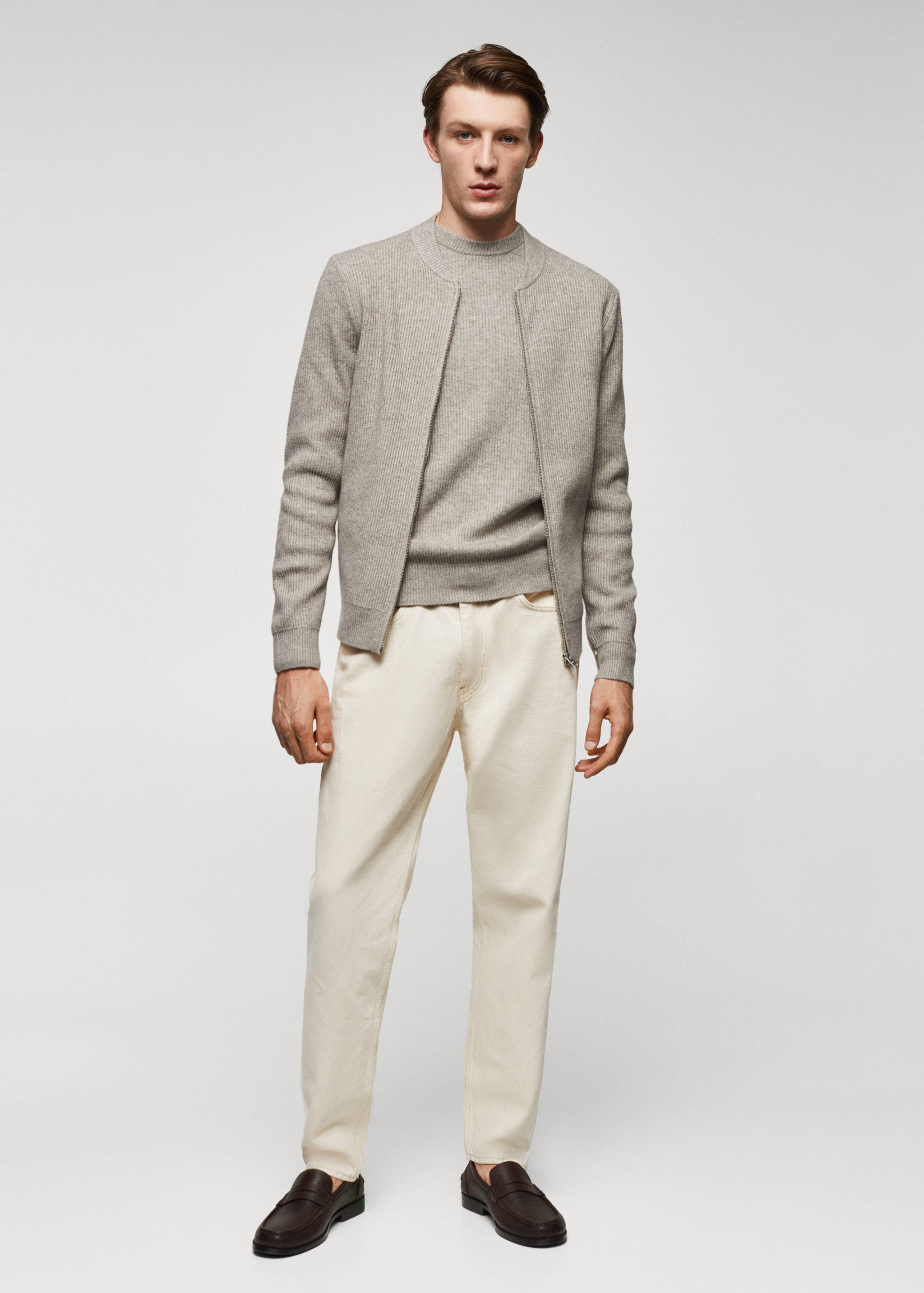 Gerippter Cardigan aus Wollgemisch - Allgemeine Ansicht