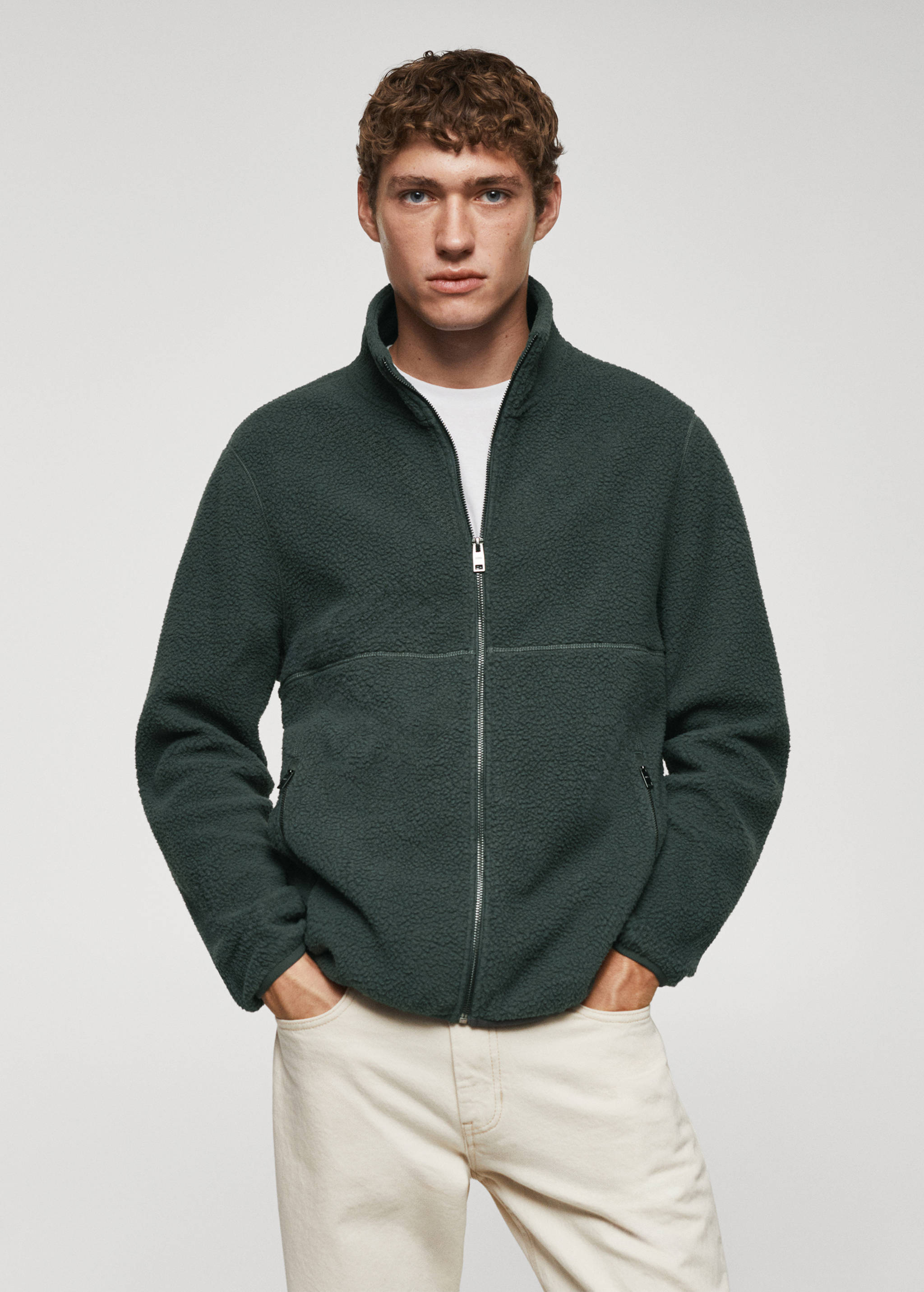 Zip-neck fleece sweatshirt - Medium plane