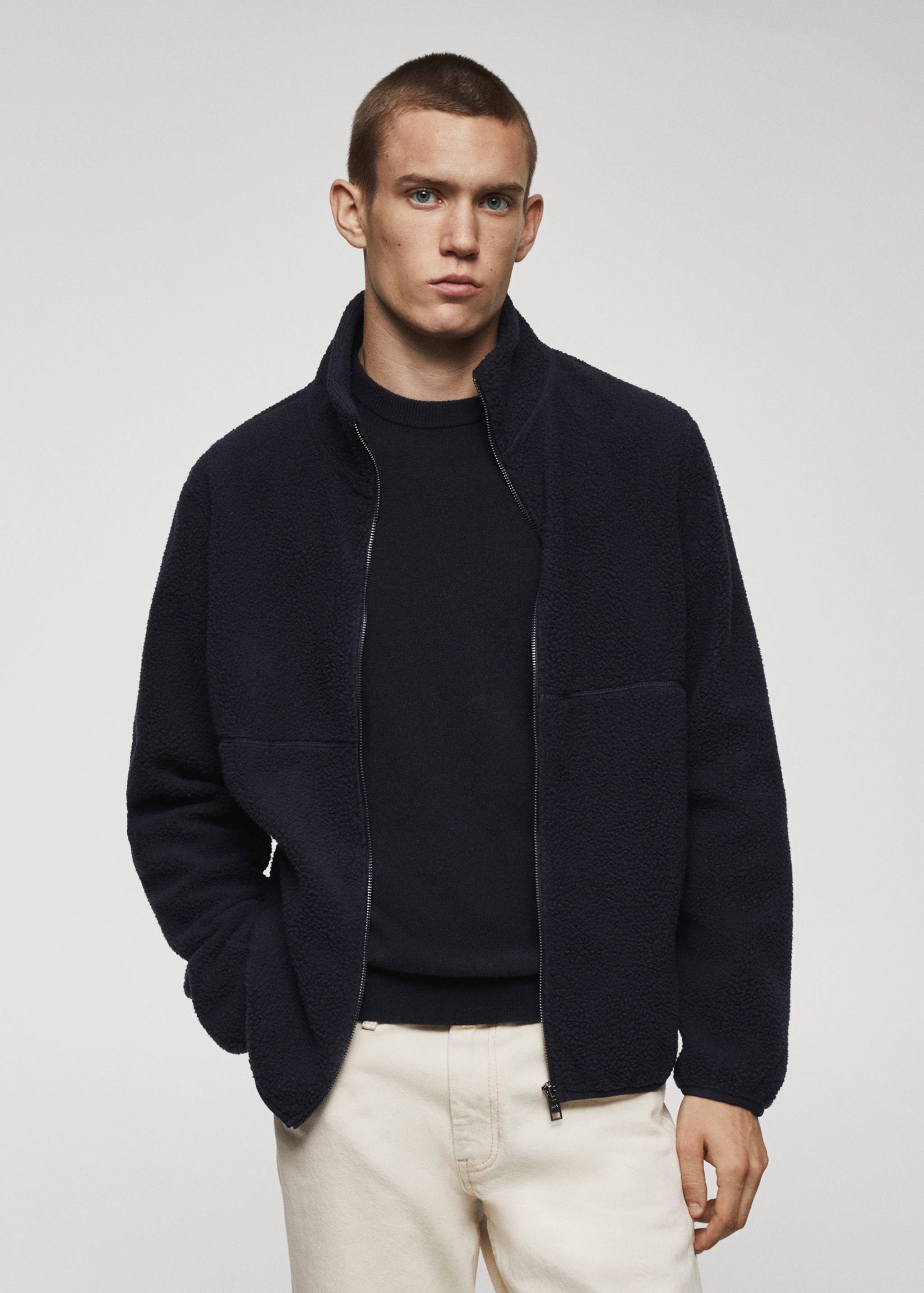 Zip-neck fleece sweatshirt - Medium plane