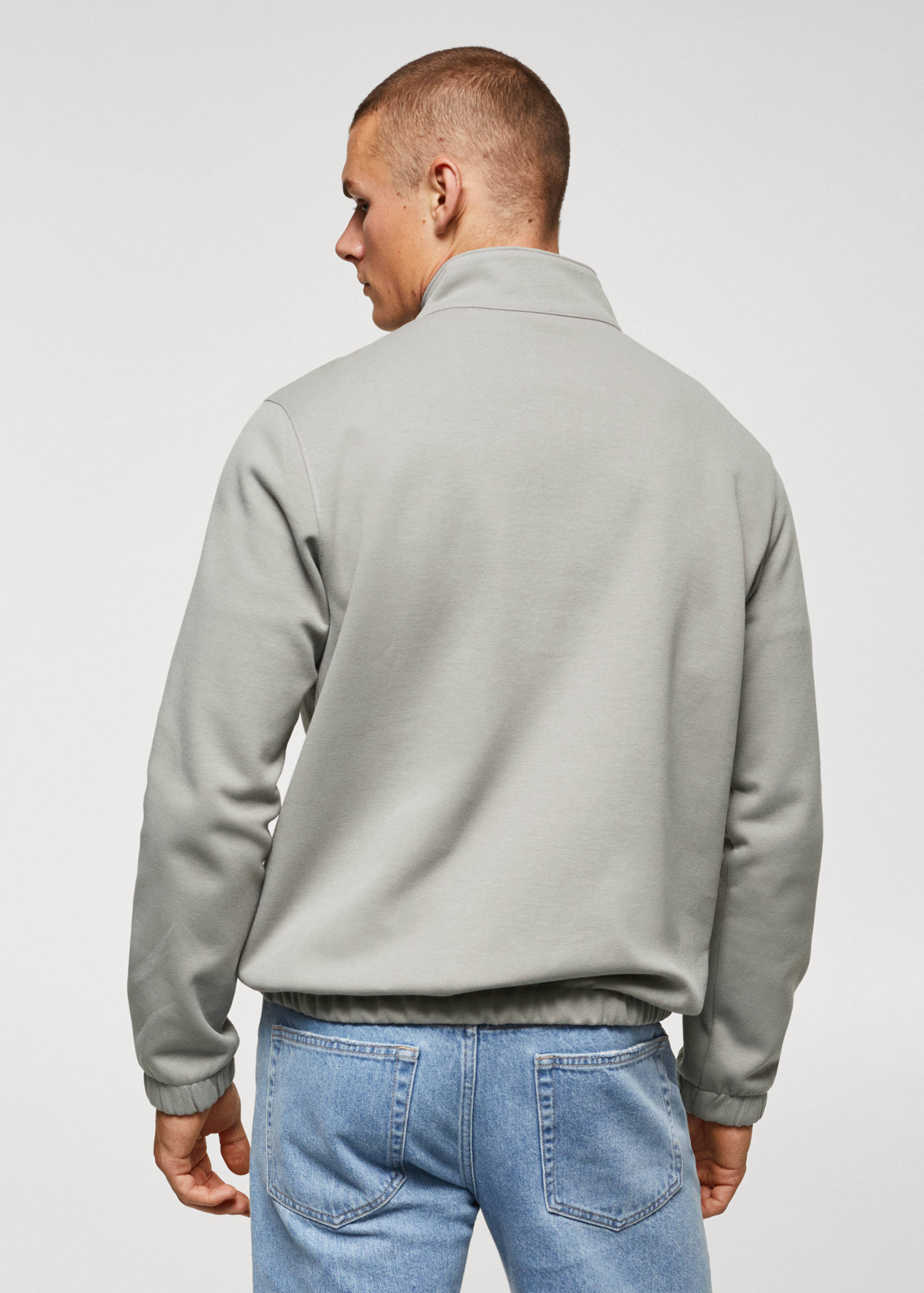 Baumwoll-Sweatshirt mit Zip-Kragen - Rückseite des Artikels