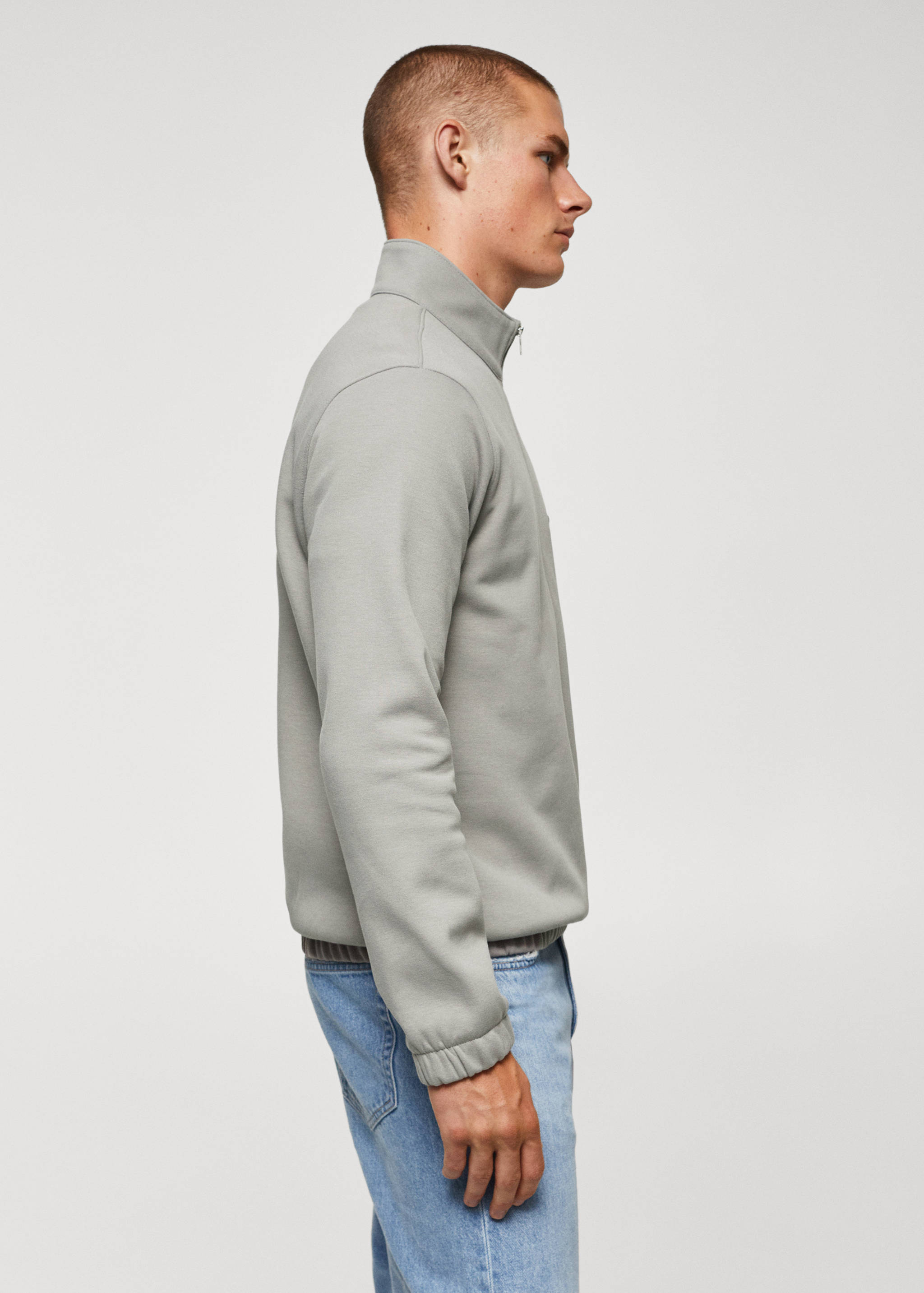 Baumwoll-Sweatshirt mit Zip-Kragen - Detail des Artikels 1