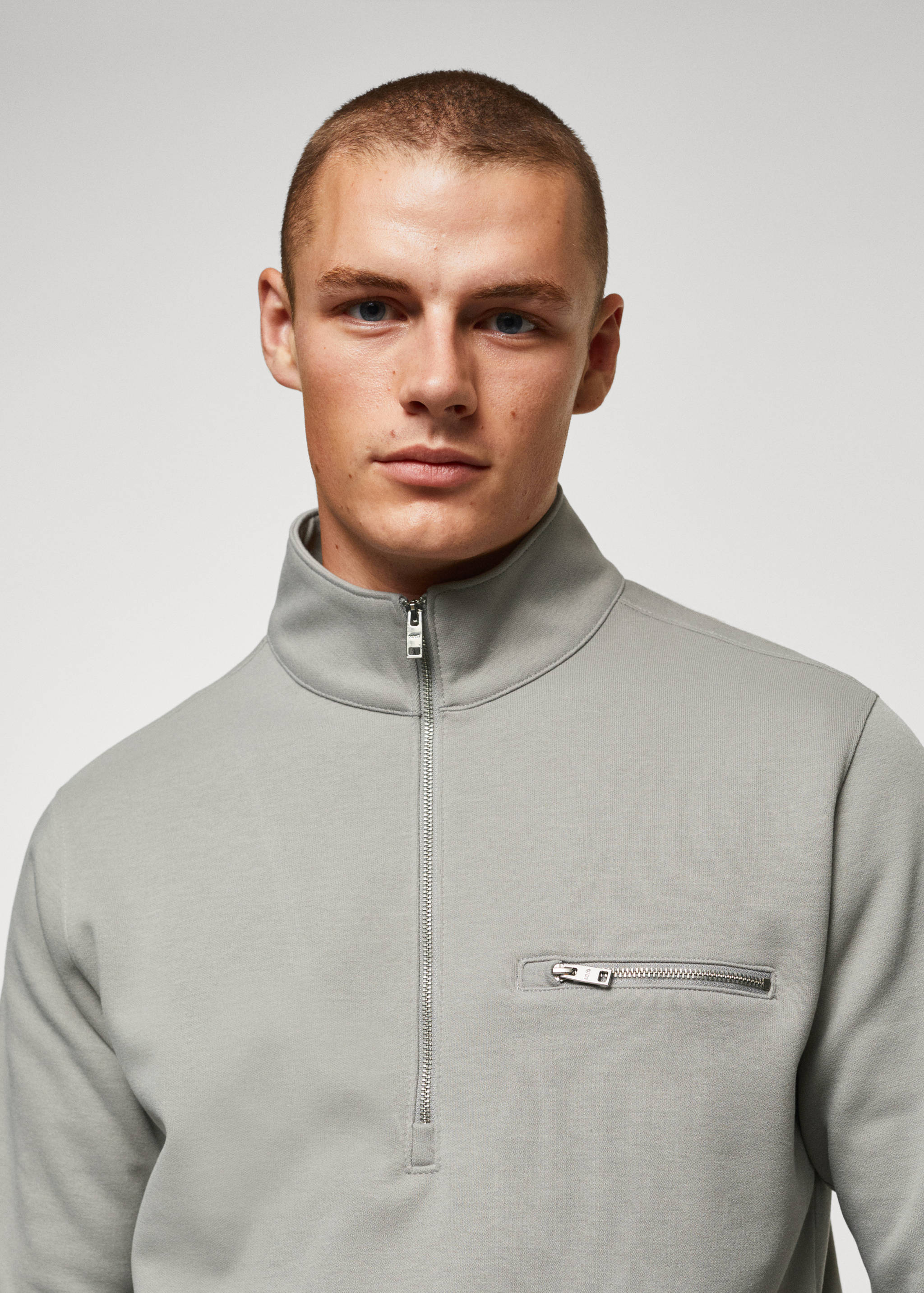 Baumwoll-Sweatshirt mit Zip-Kragen - Detail des Artikels 2