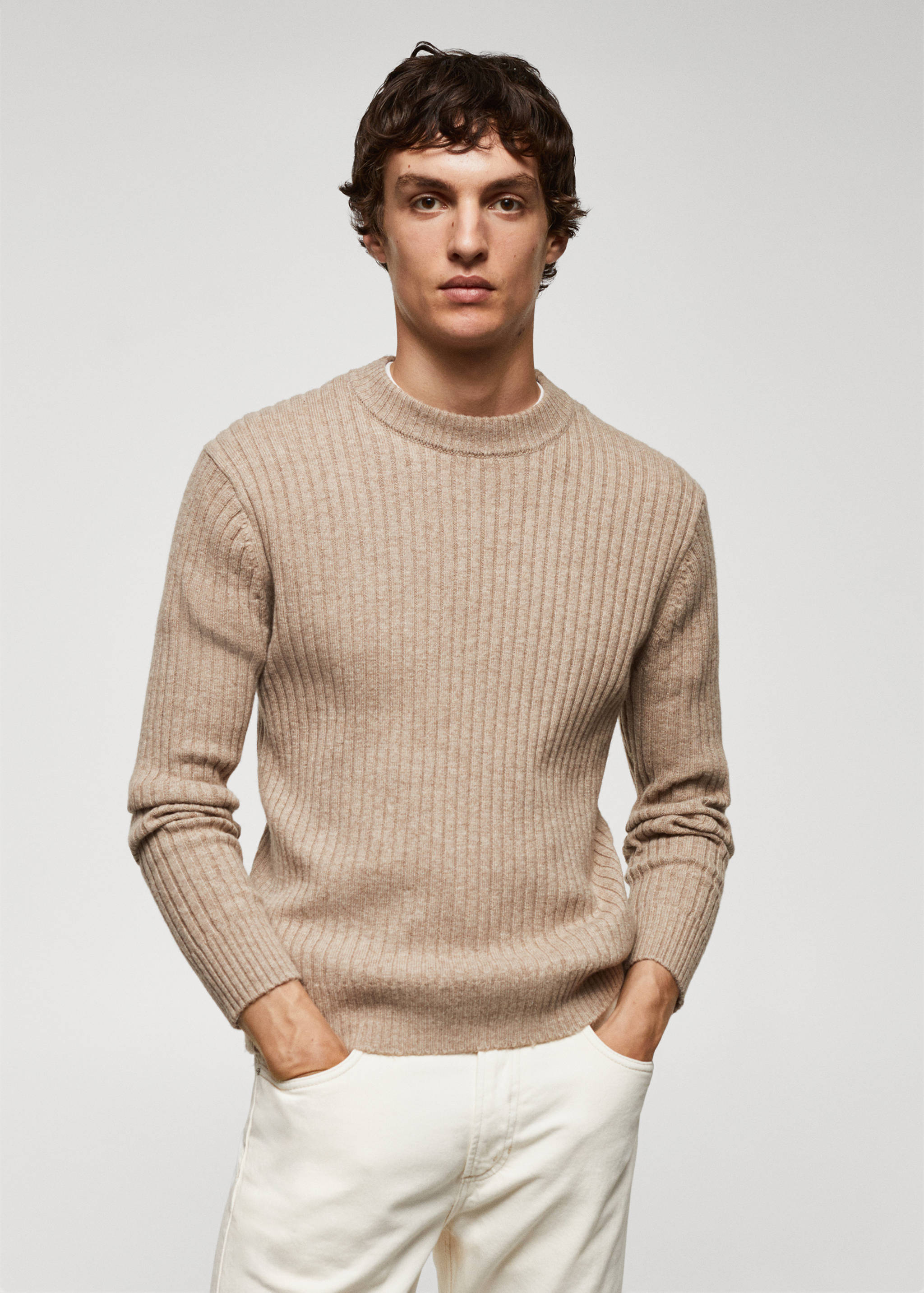 Ripp-Pullover aus Wollgemisch - Mittlere Ansicht