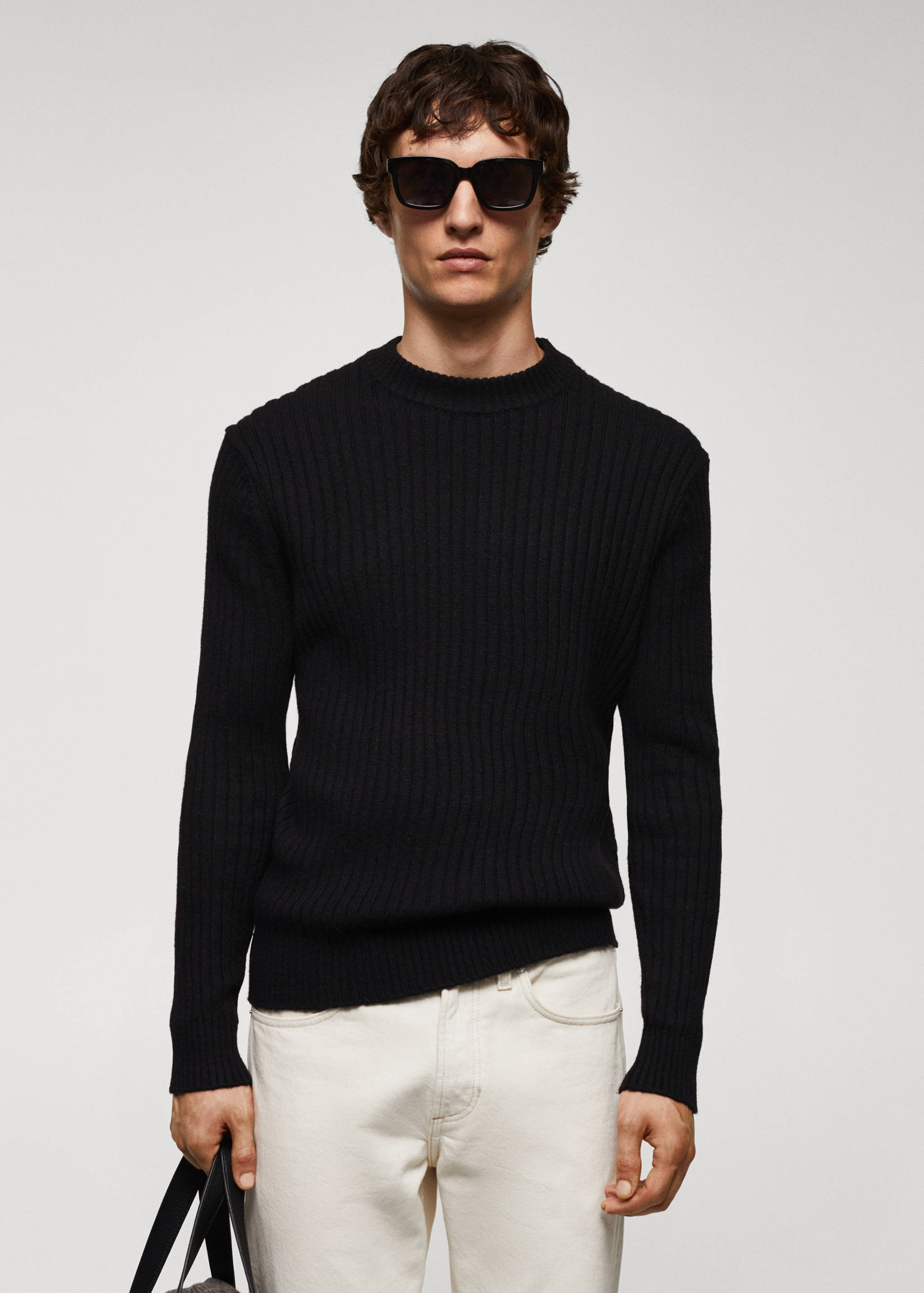 Ripp-Pullover aus Wollgemisch - Mittlere Ansicht