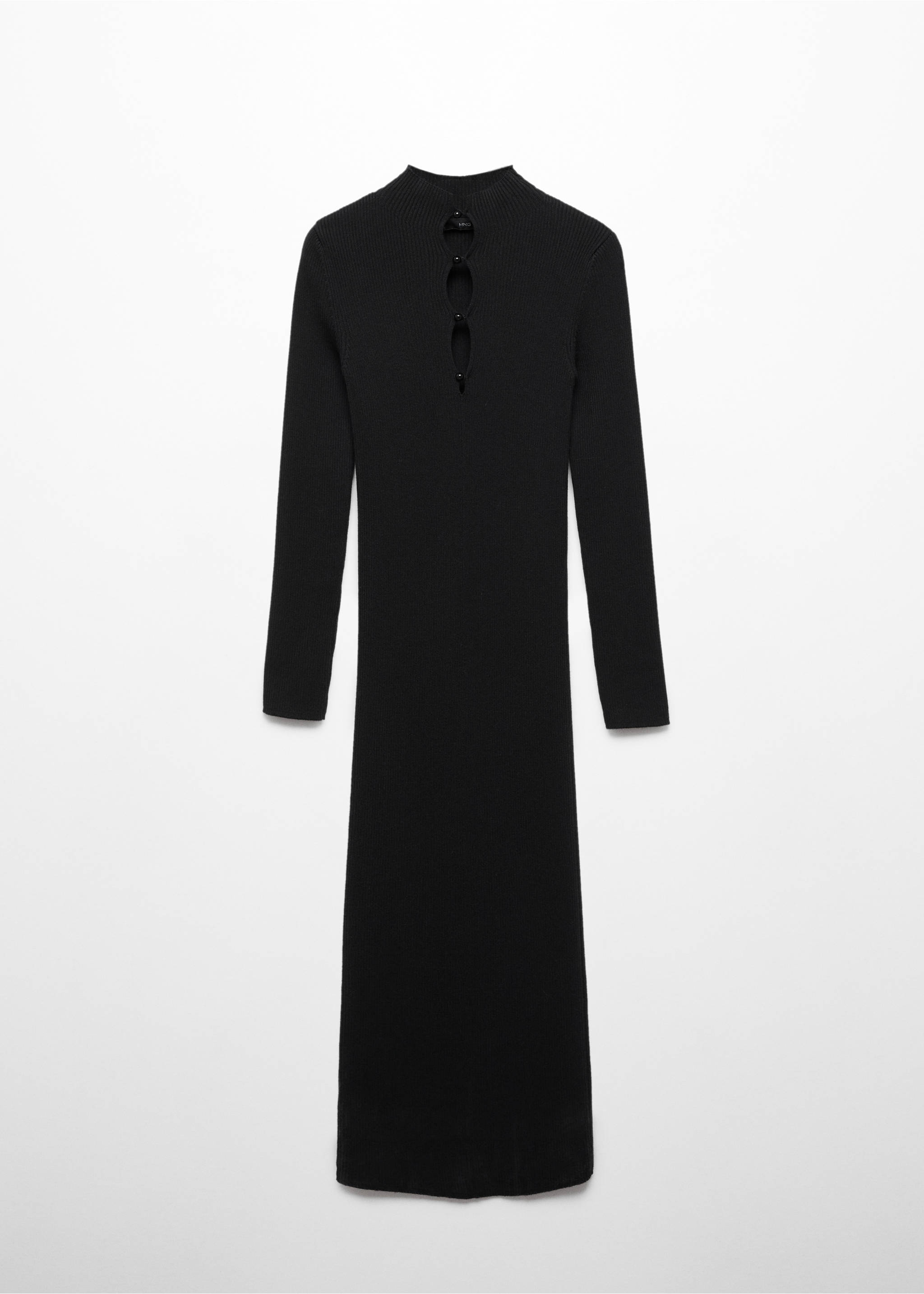 Ribbed buttoned dress - Article without model, Black. Ref: 57017756-00.