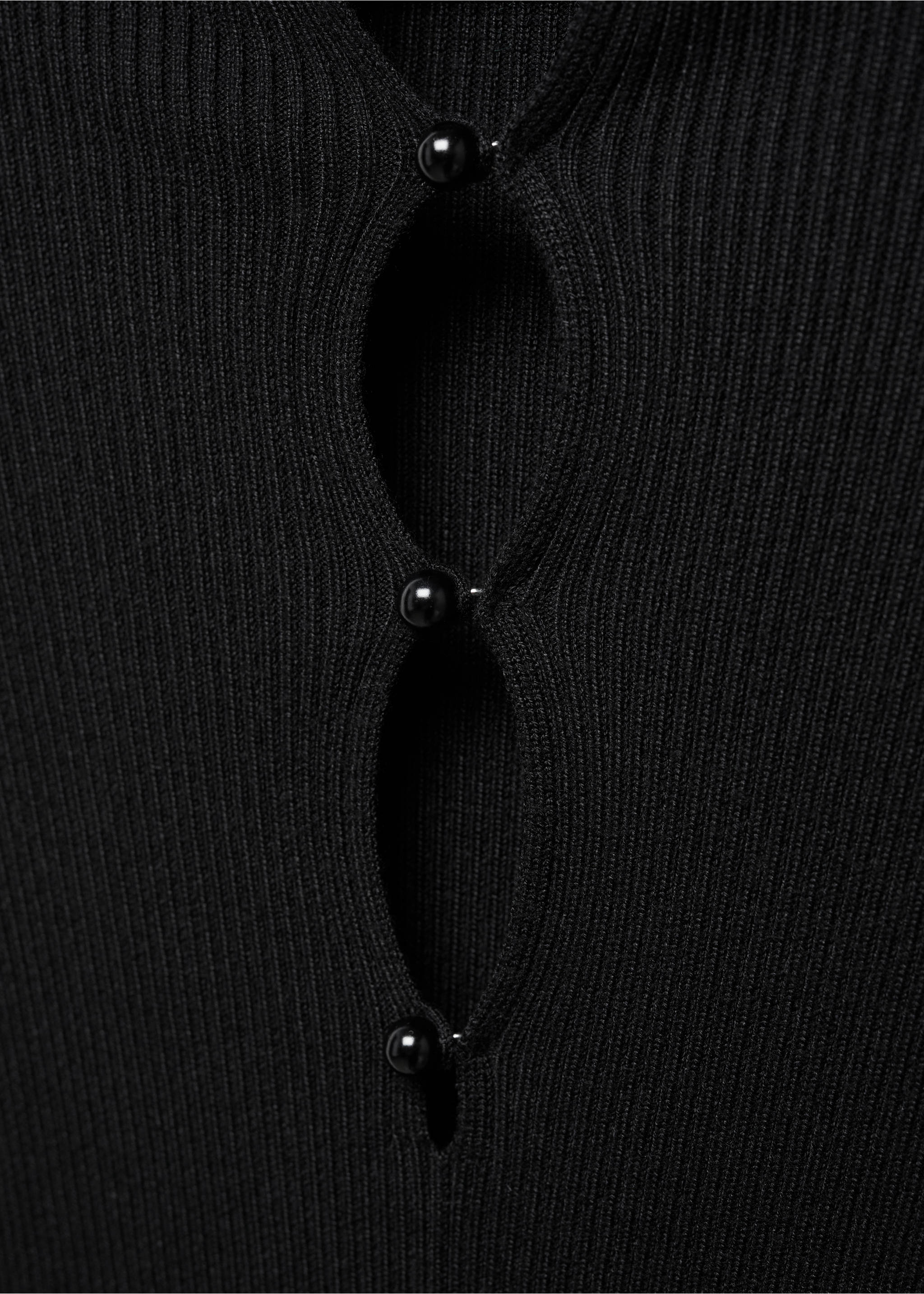 Ribbed buttoned dress - Details of the article 8, Black. Ref: 57017756-00.