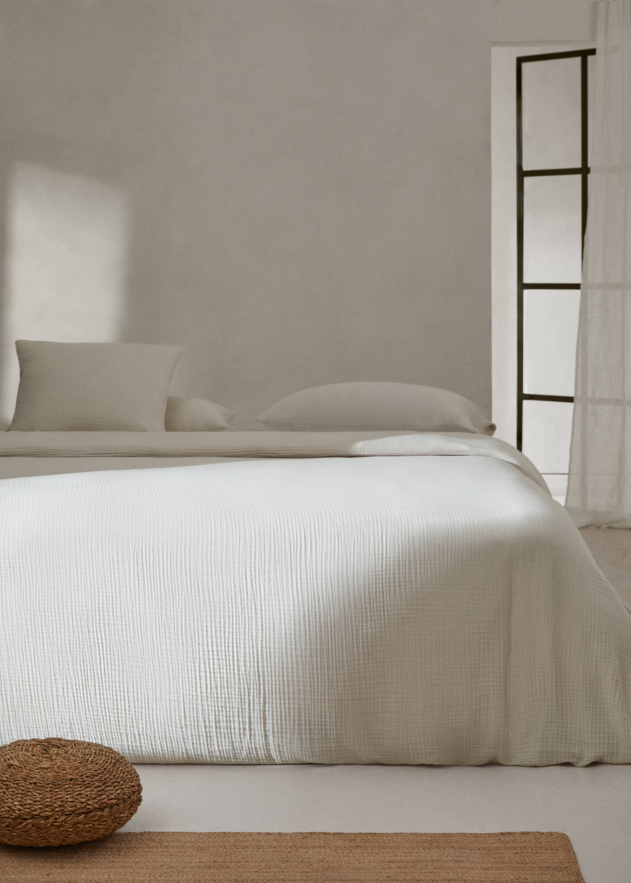 Cotton gauze duvet cover single bed - General plane