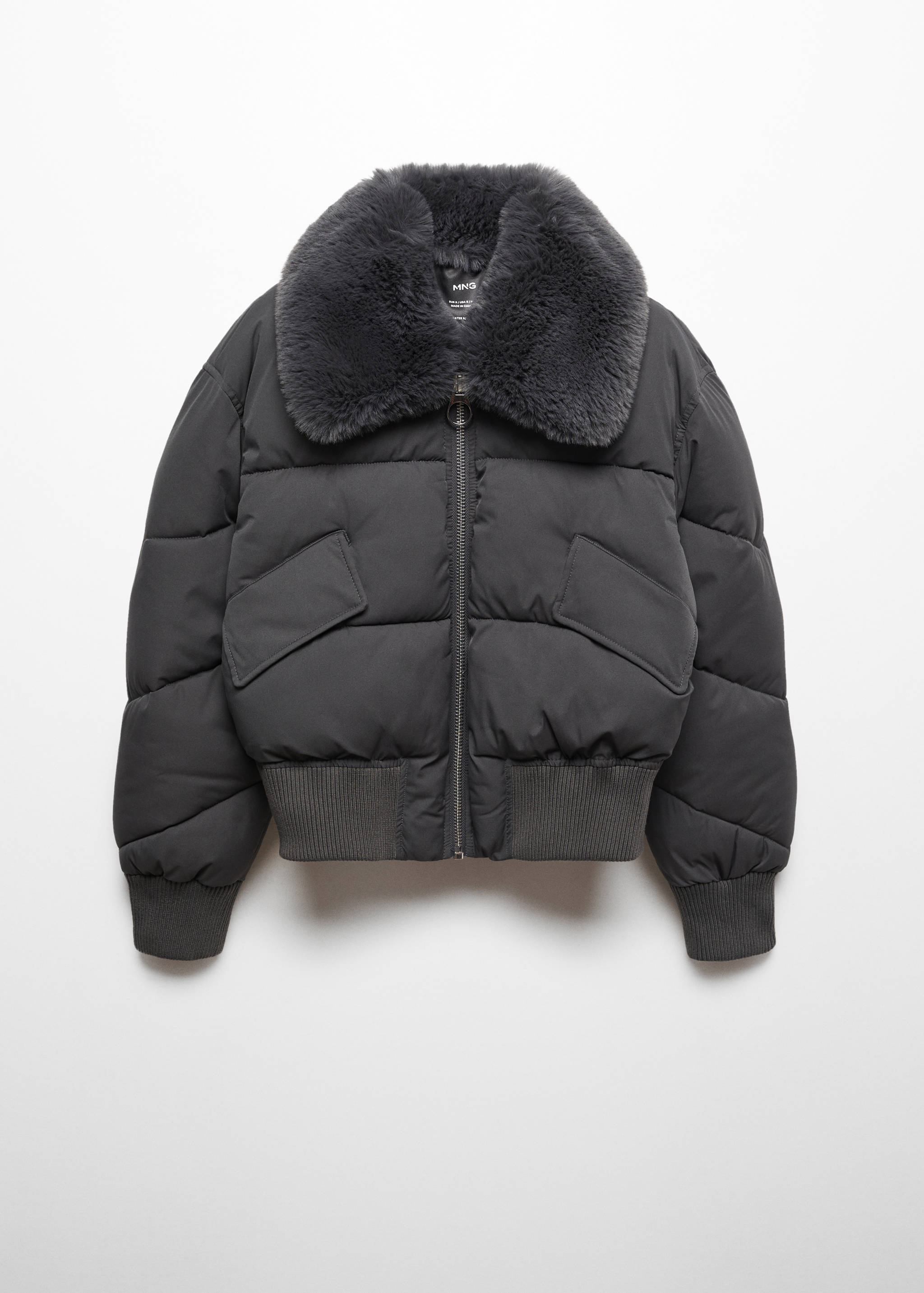 Bomber anorak with fur-effect collar - Article without model