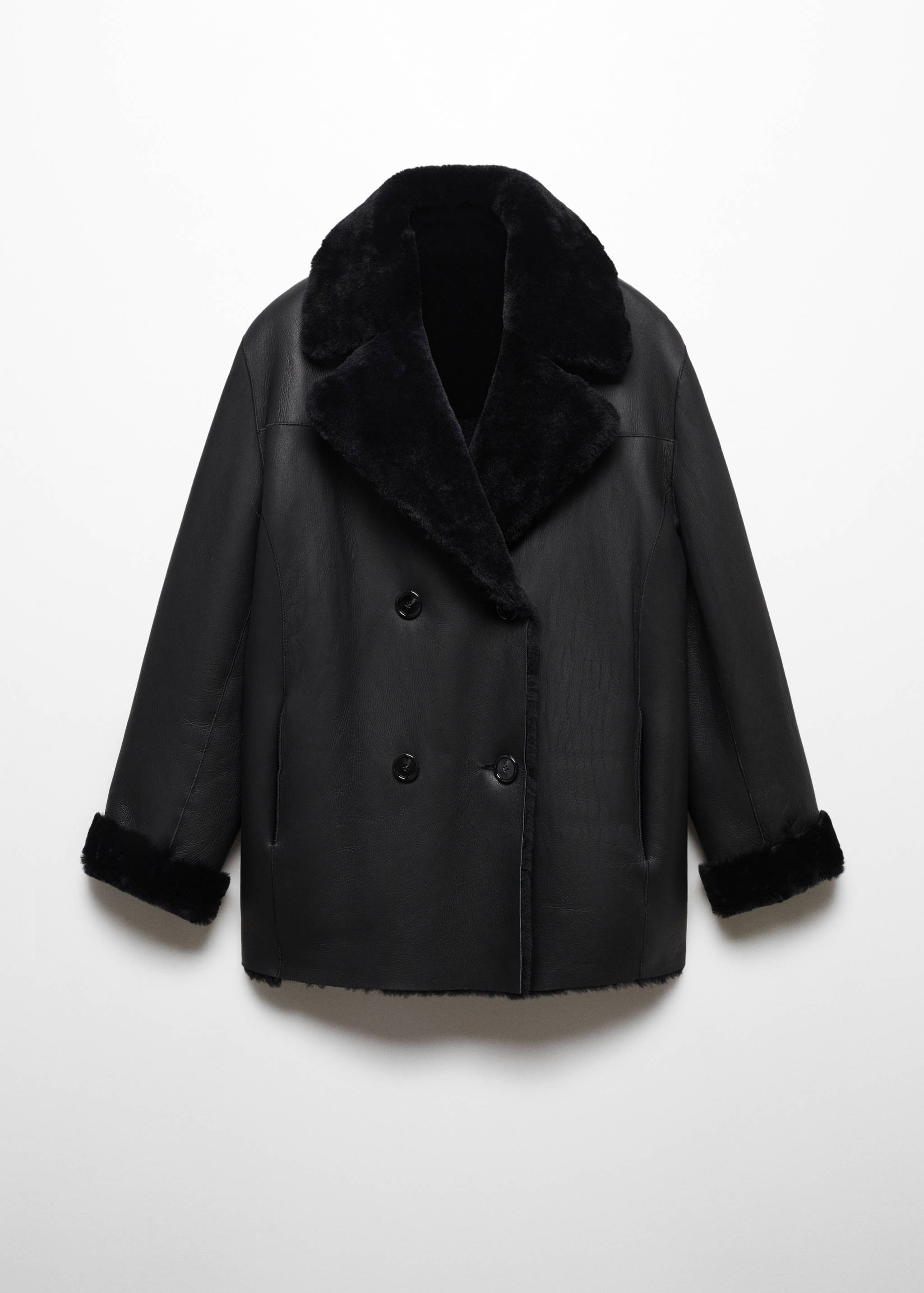 Shearling-lined leather jacket - Article without model