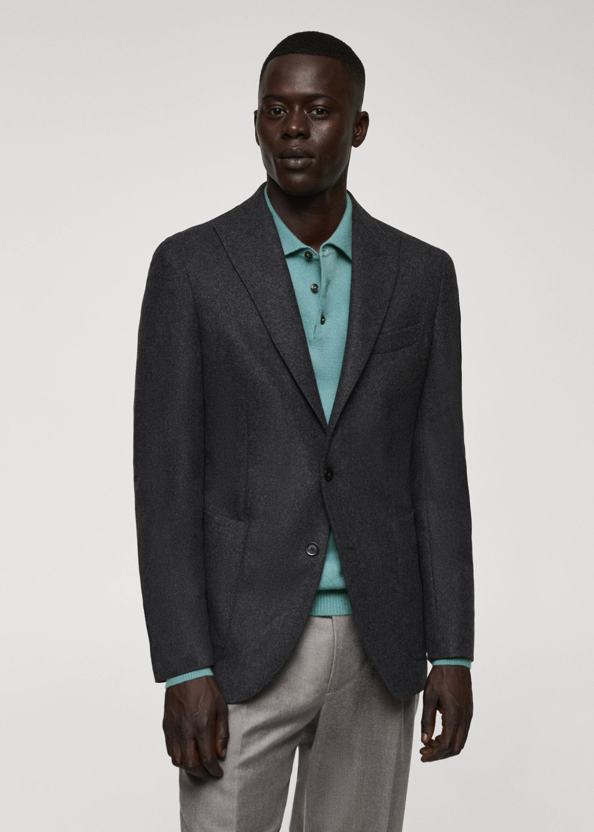 Virgin wool combined blazer - Medium plane