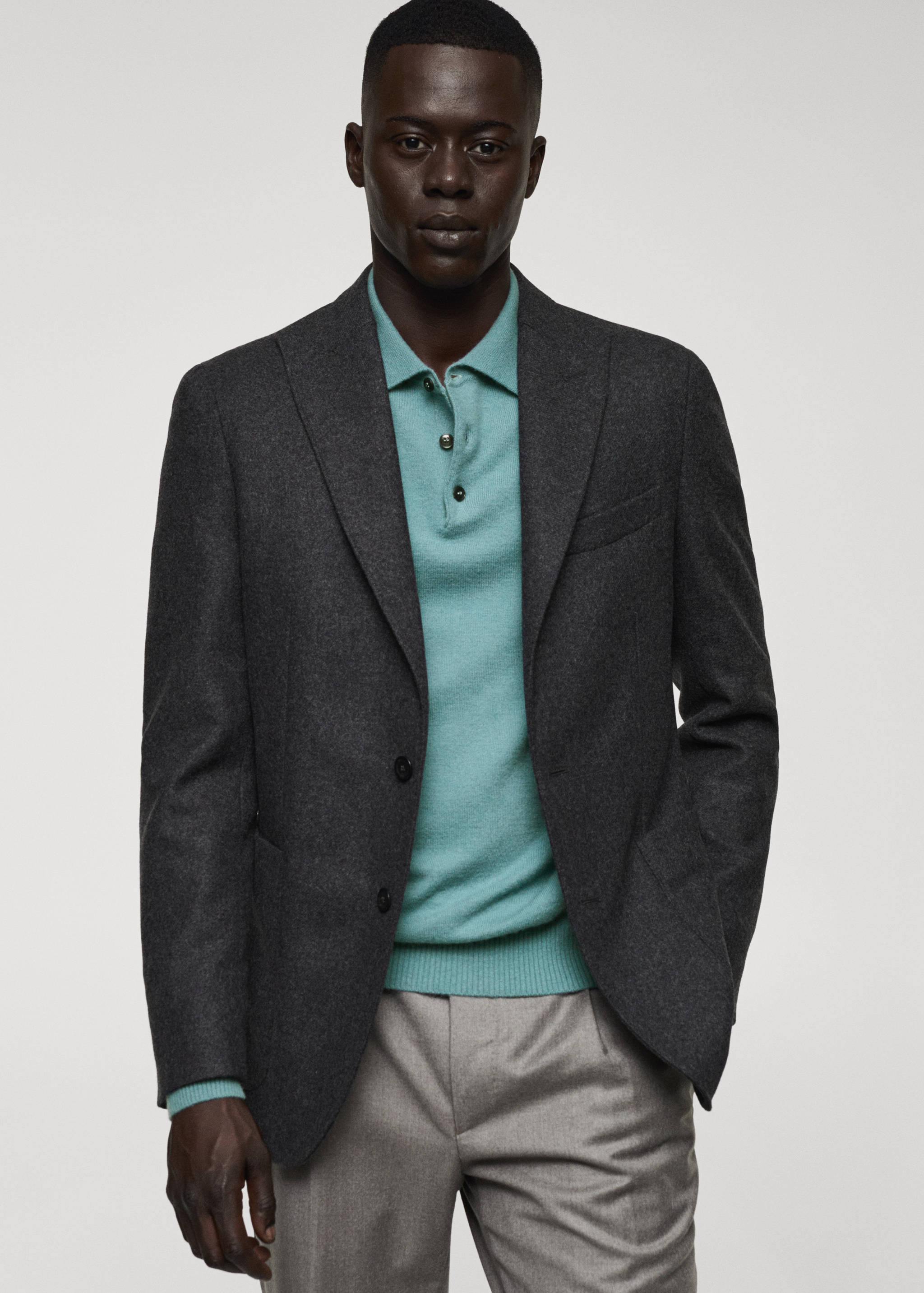 Virgin wool combined blazer - Details of the article 4