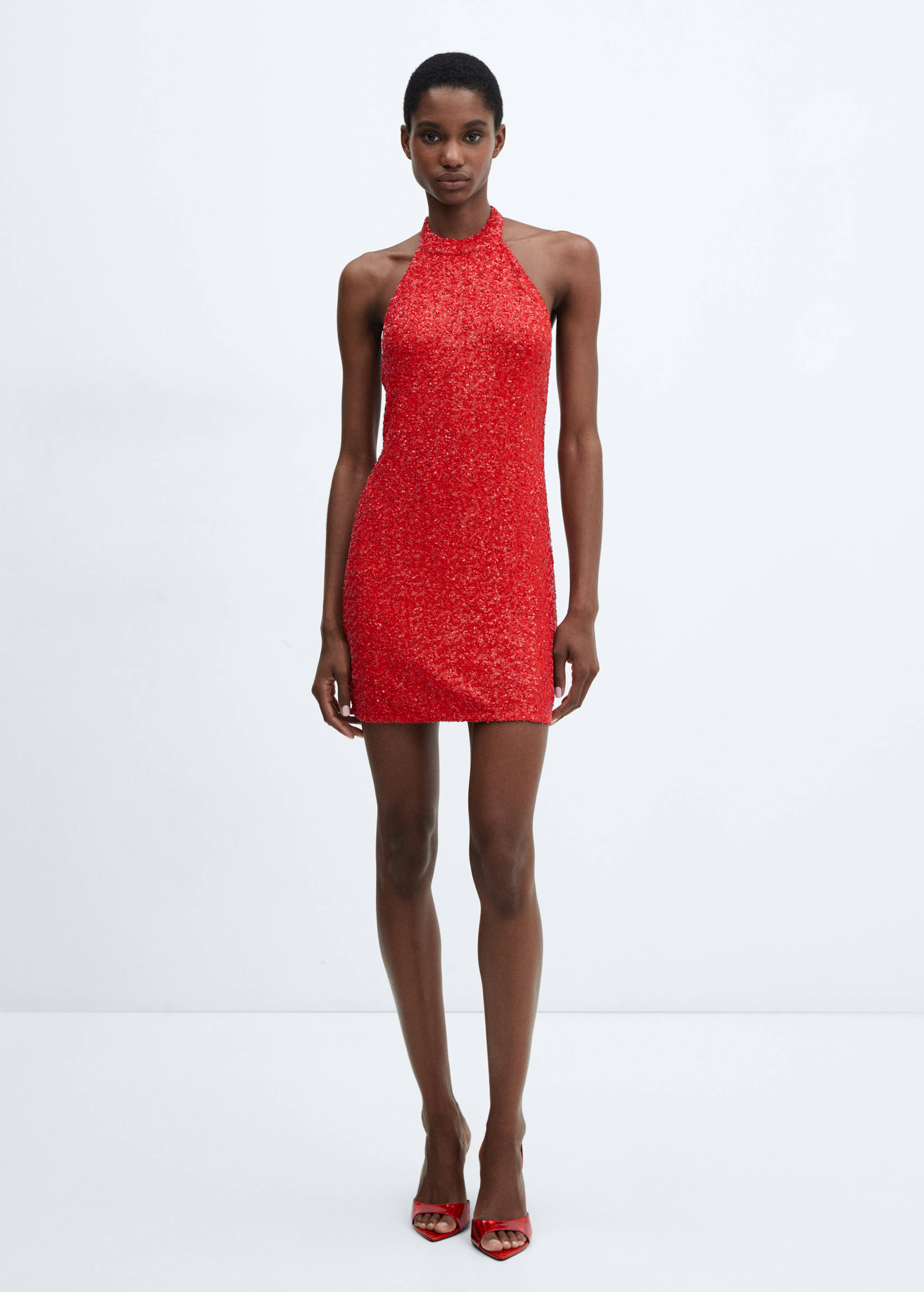 Sequined halter neck dress - General plane