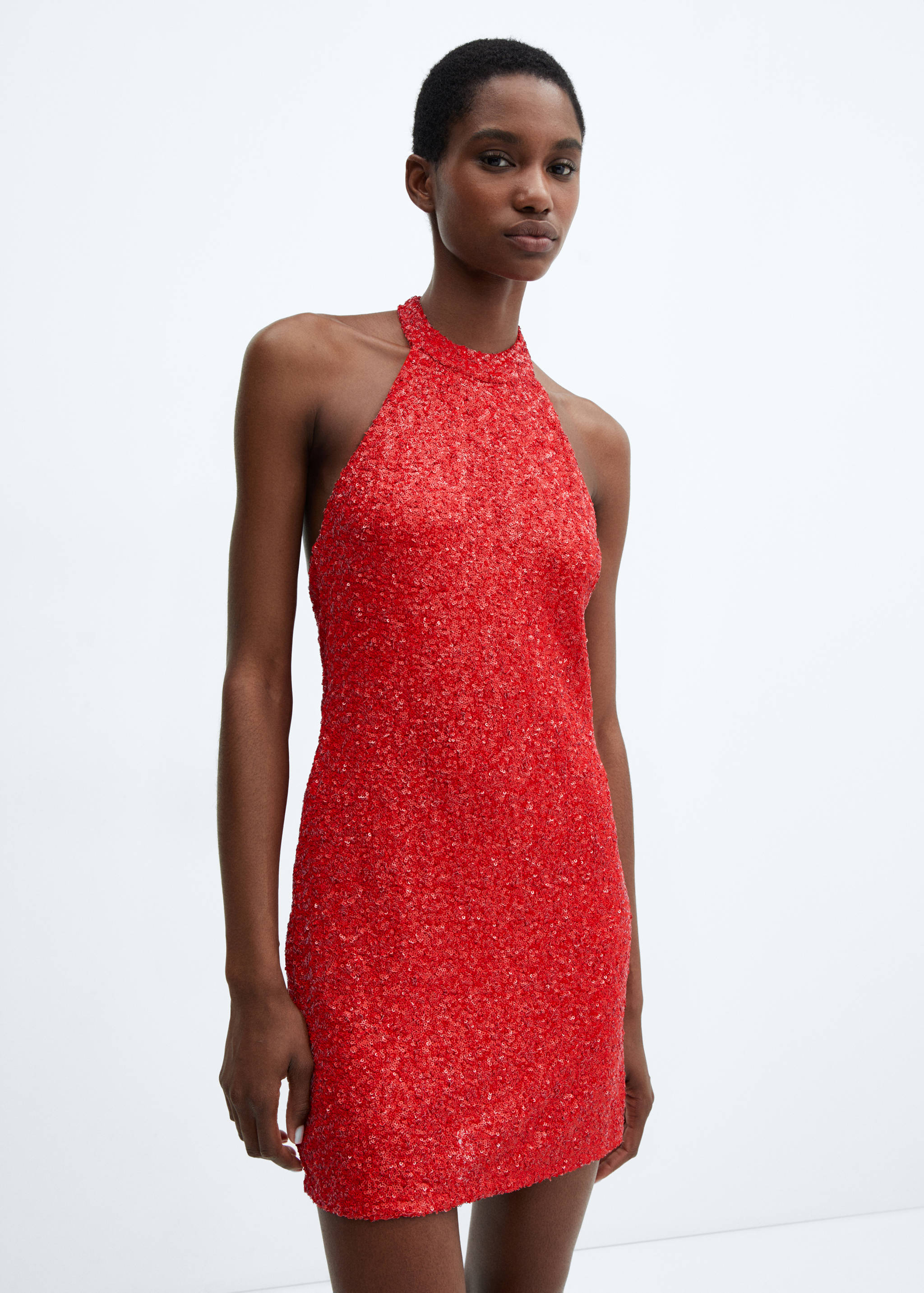 Sequined halter neck dress - Medium plane