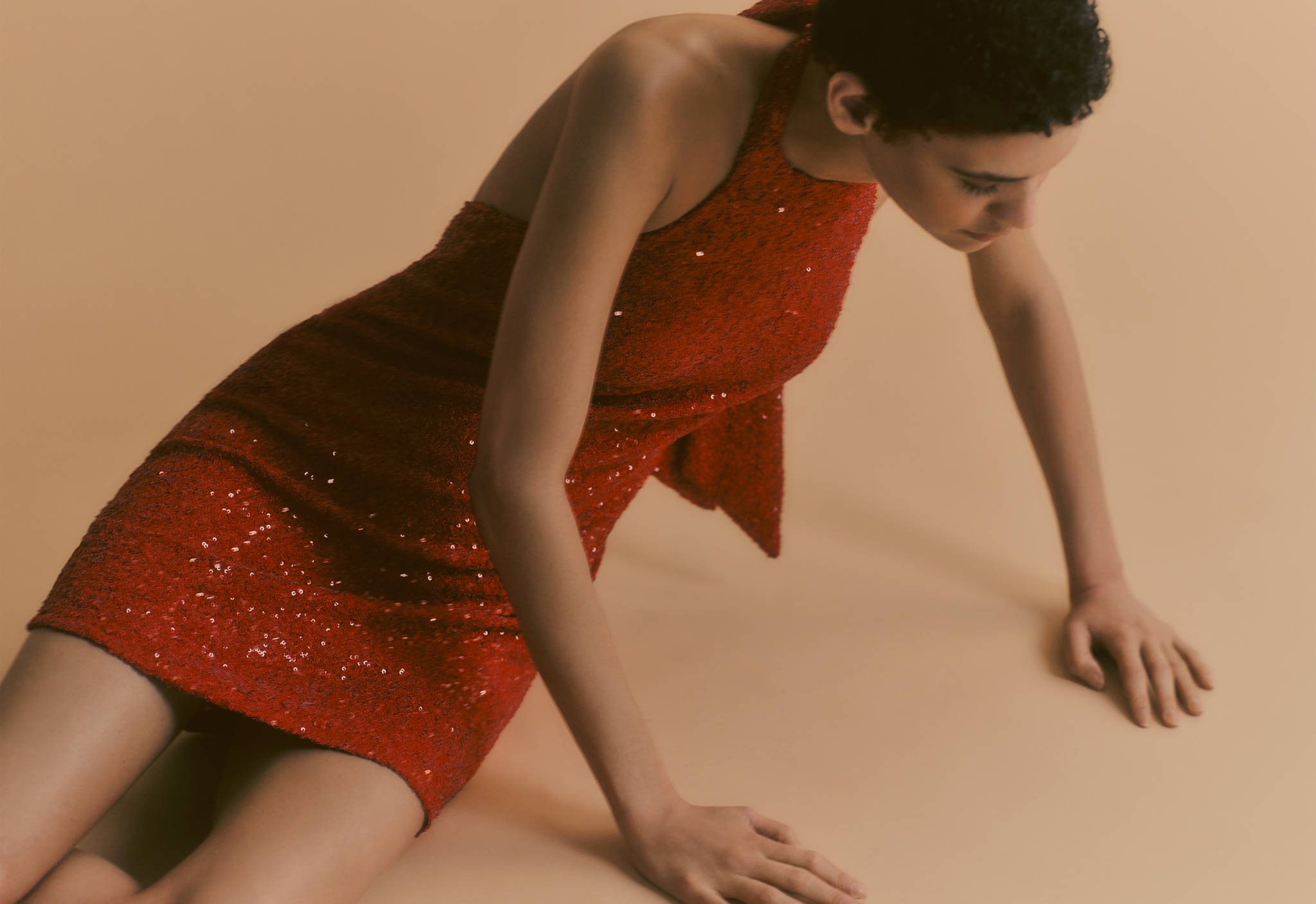 Sequined halter neck dress - Panoramic plane