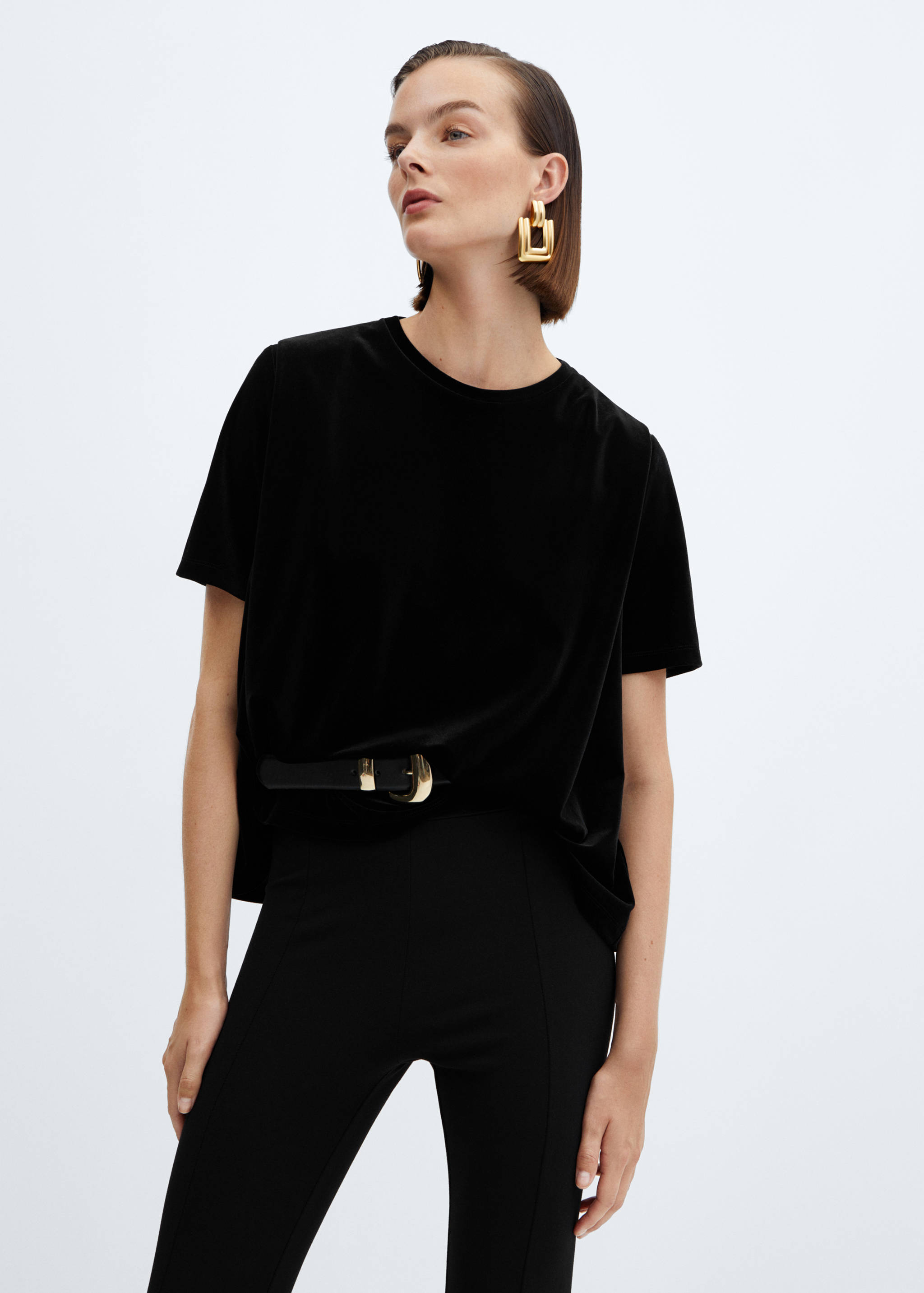 T-shirt with velvet shoulder pads - Medium plane