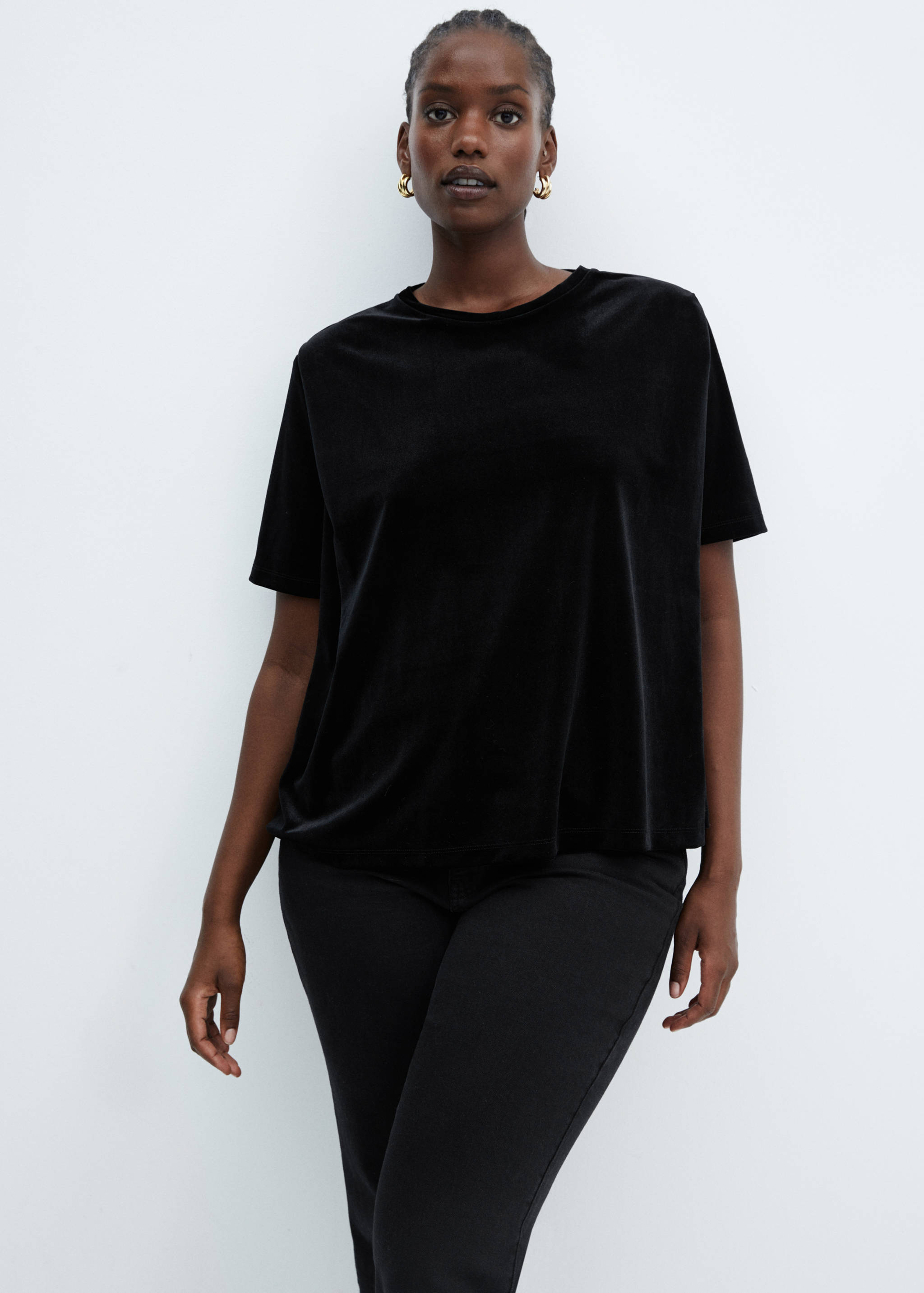 T-shirt with velvet shoulder pads - Details of the article 5
