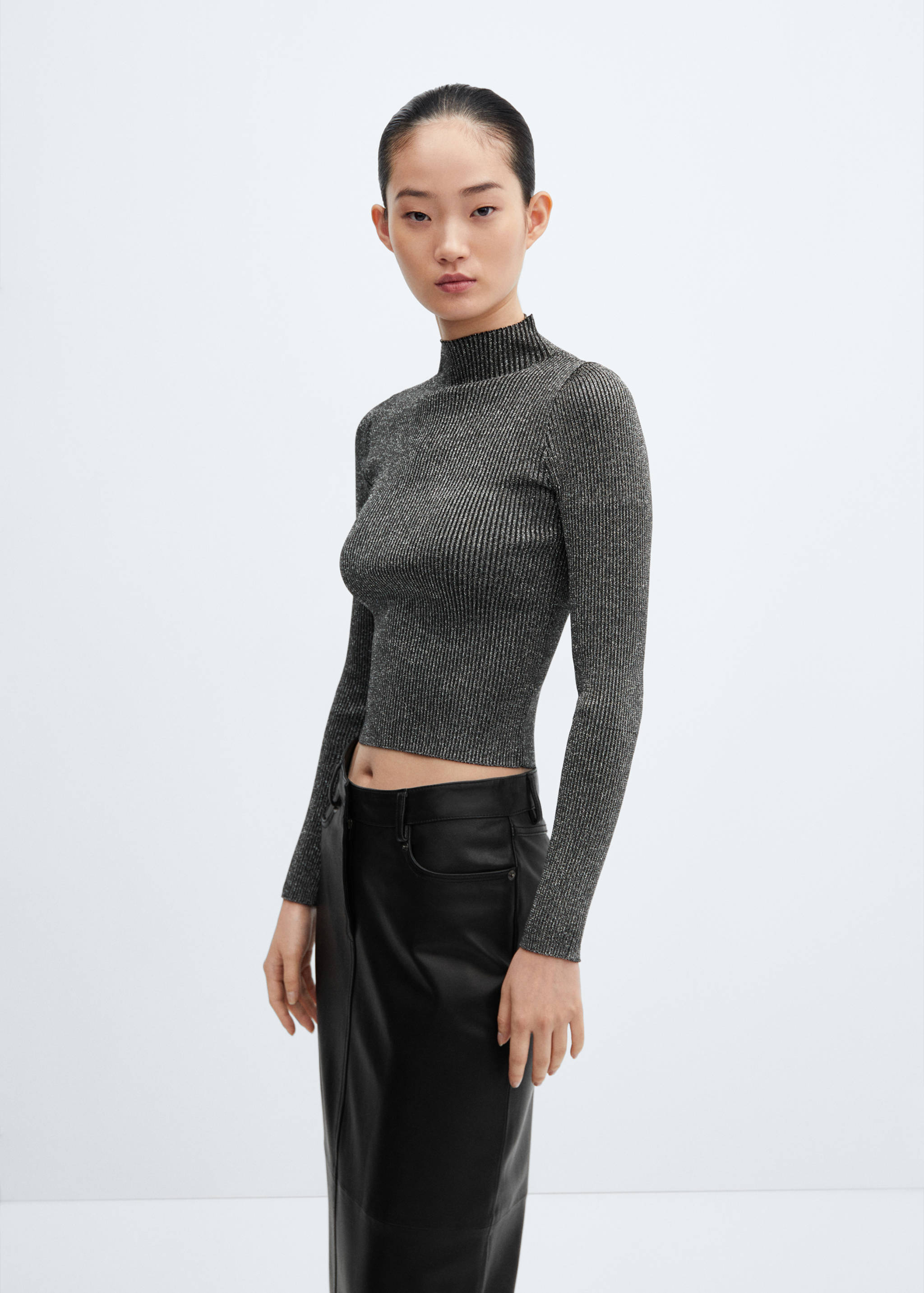 Lurex sweater with perkins neck - Medium plane