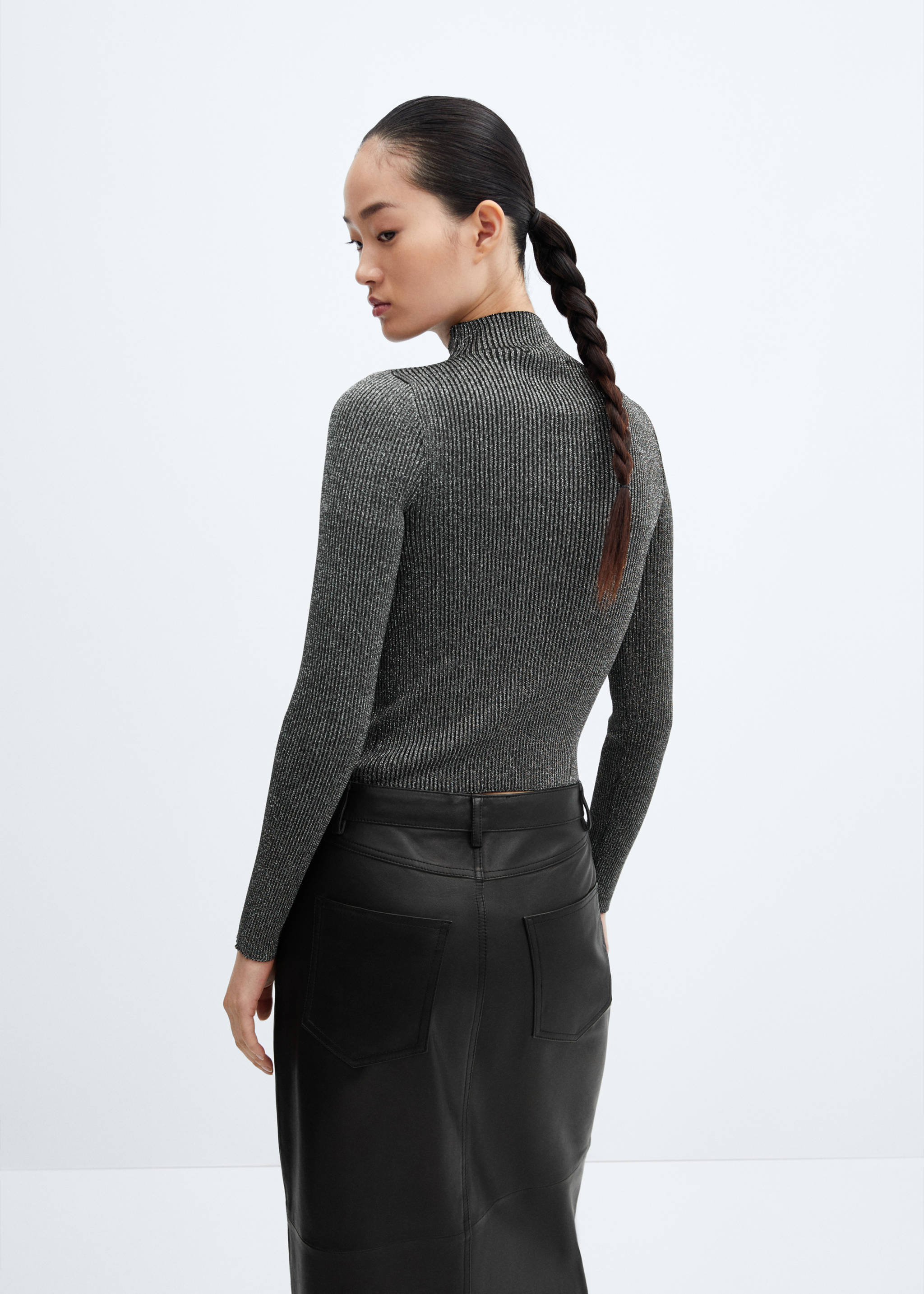 Lurex sweater with perkins neck - Reverse of the article