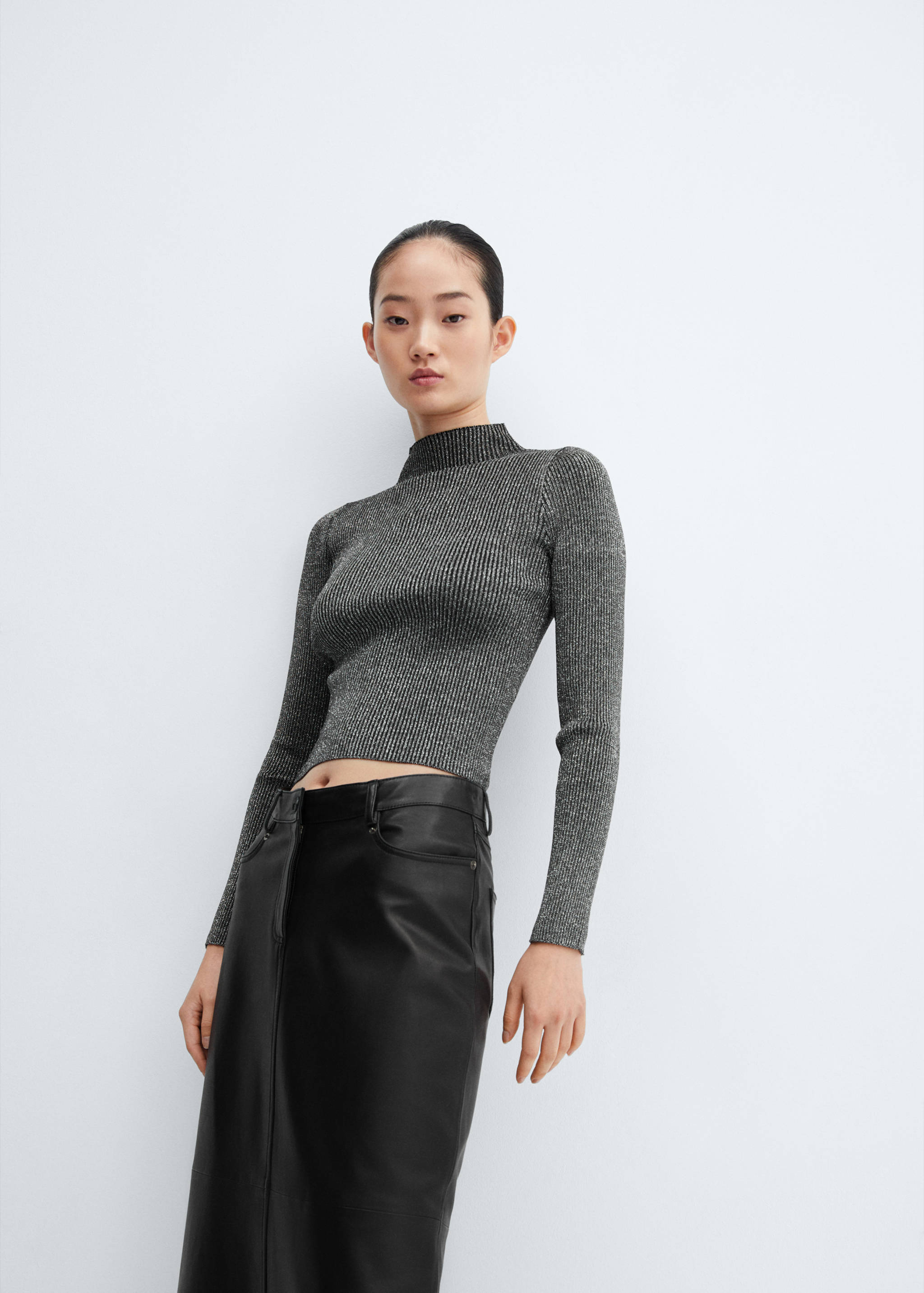 Lurex sweater with perkins neck - Details of the article 2