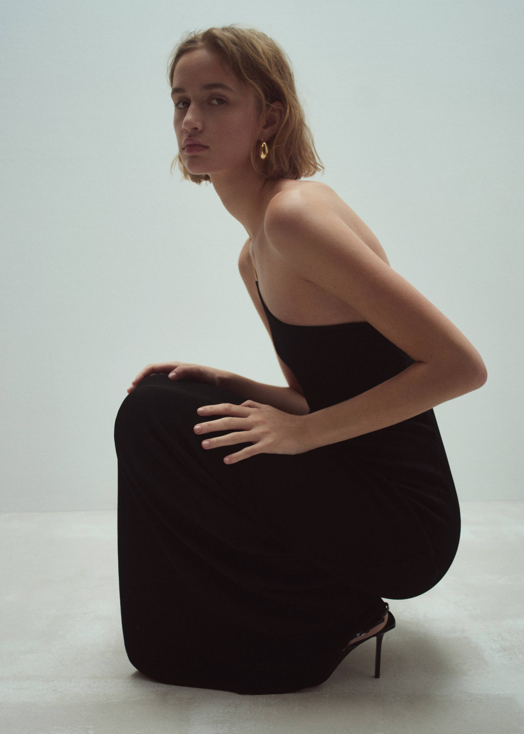 Asymmetrical dress with metallic double straps - Details of the article 1