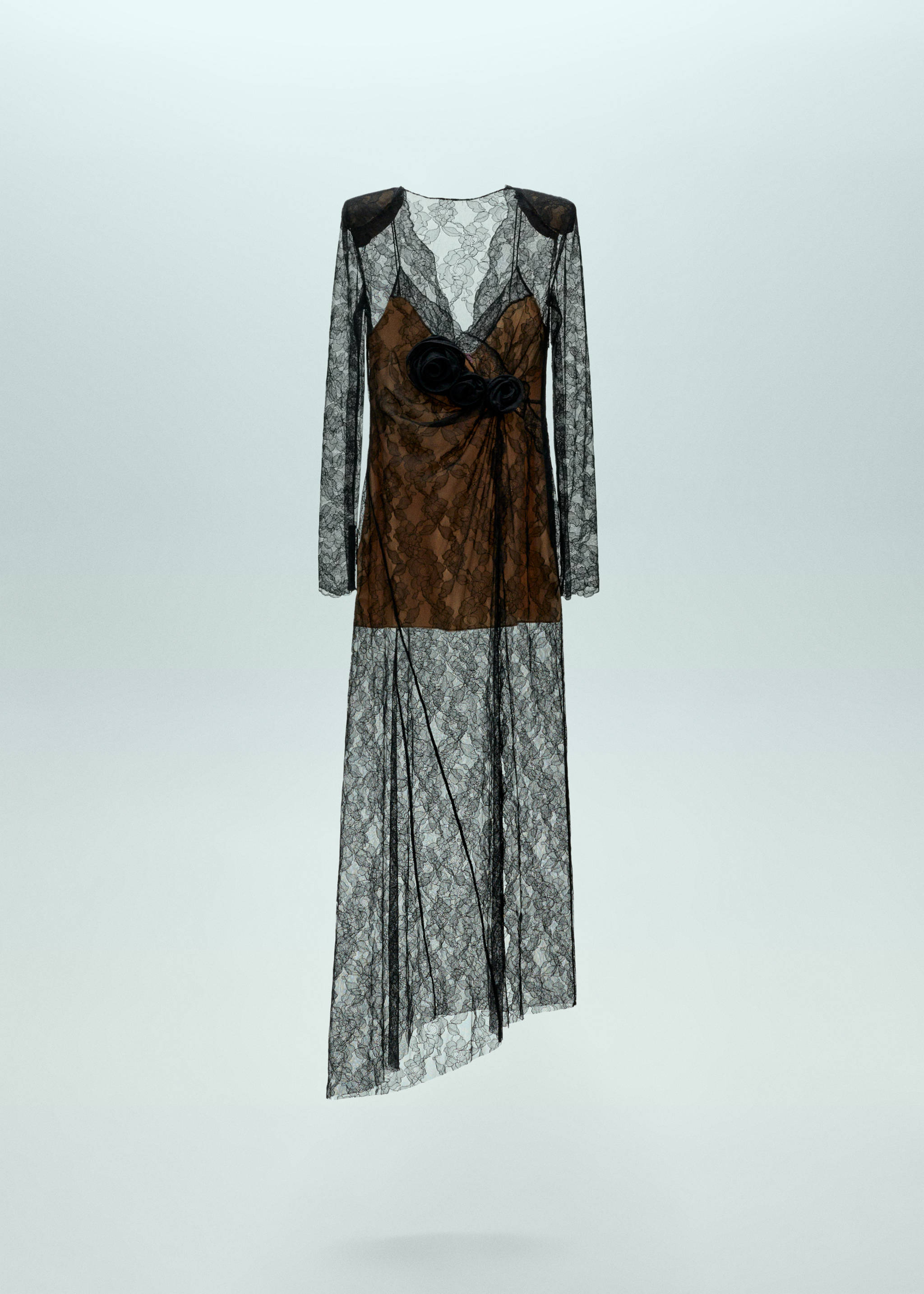 mango long sleeve lace dress Buy Mango Black Lace Trim Long Sleeve Mini Dress from the Next UK online  shop