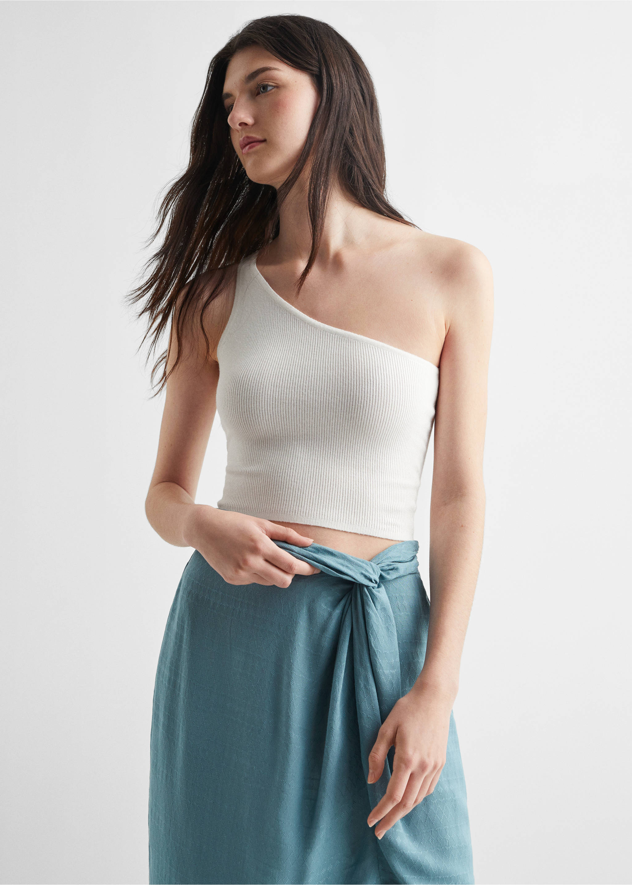 Knot midi skirt - Medium plane, Pastel Green. Ref: 57020131-00.