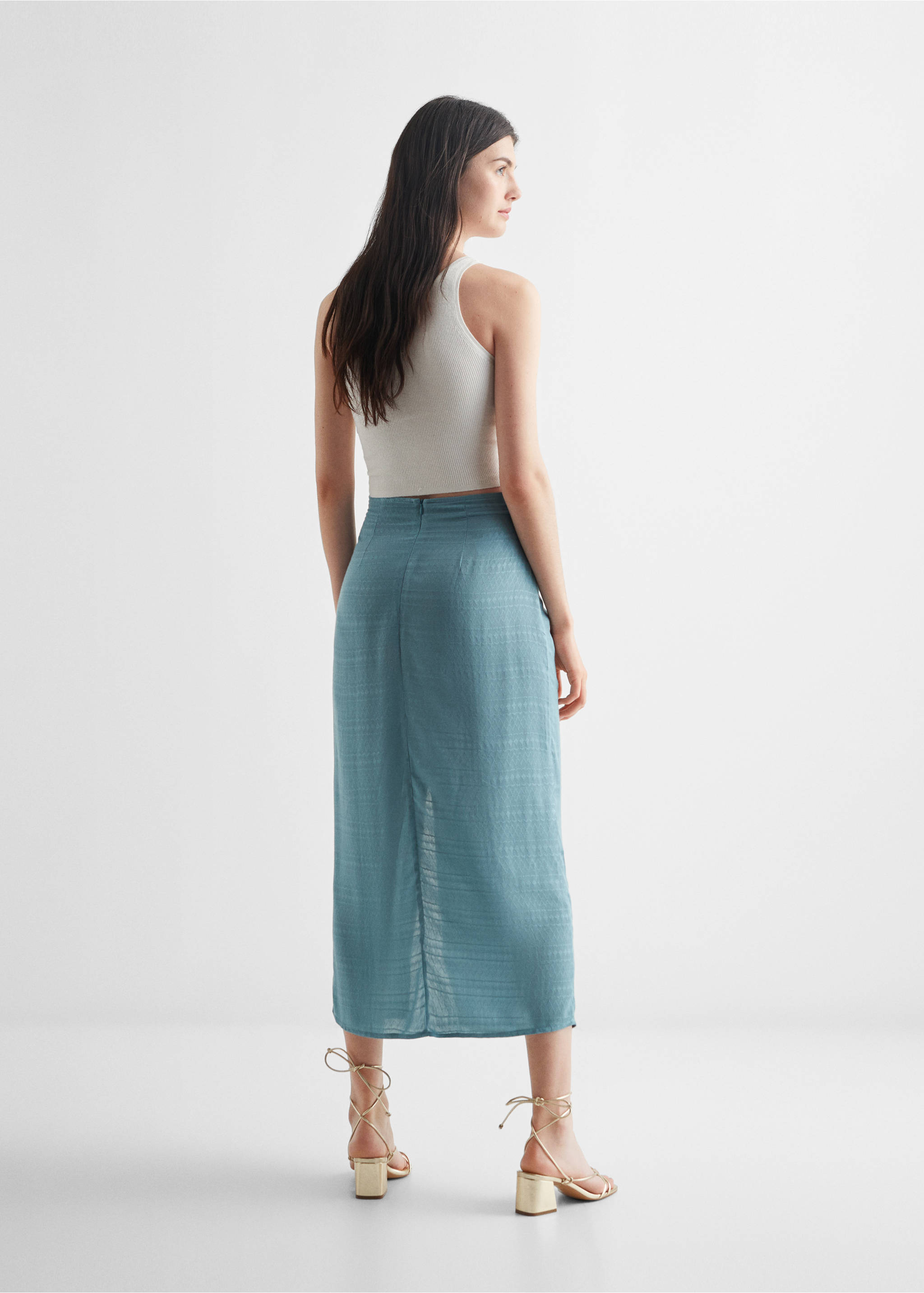Knot midi skirt - Reverse of the article, Pastel Green. Ref: 57020131-00.