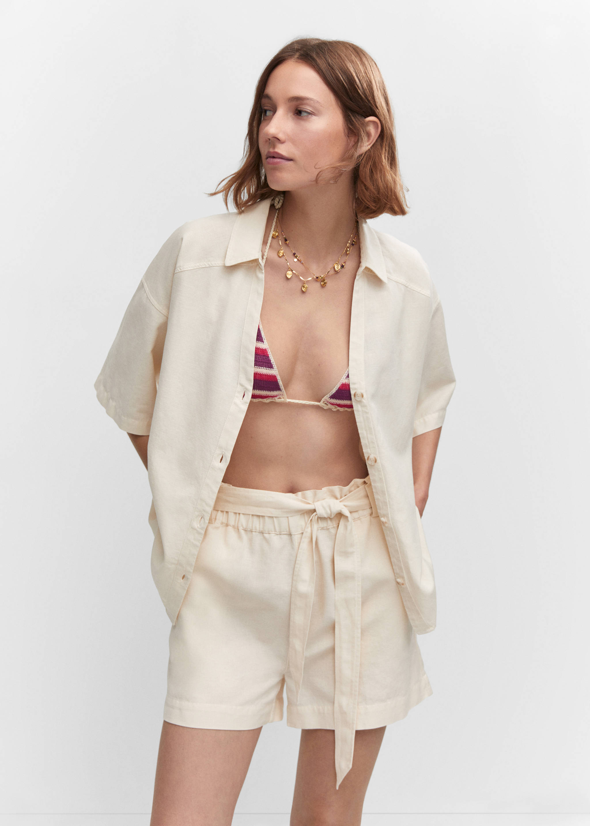 Cotton linen shorts - Medium plane