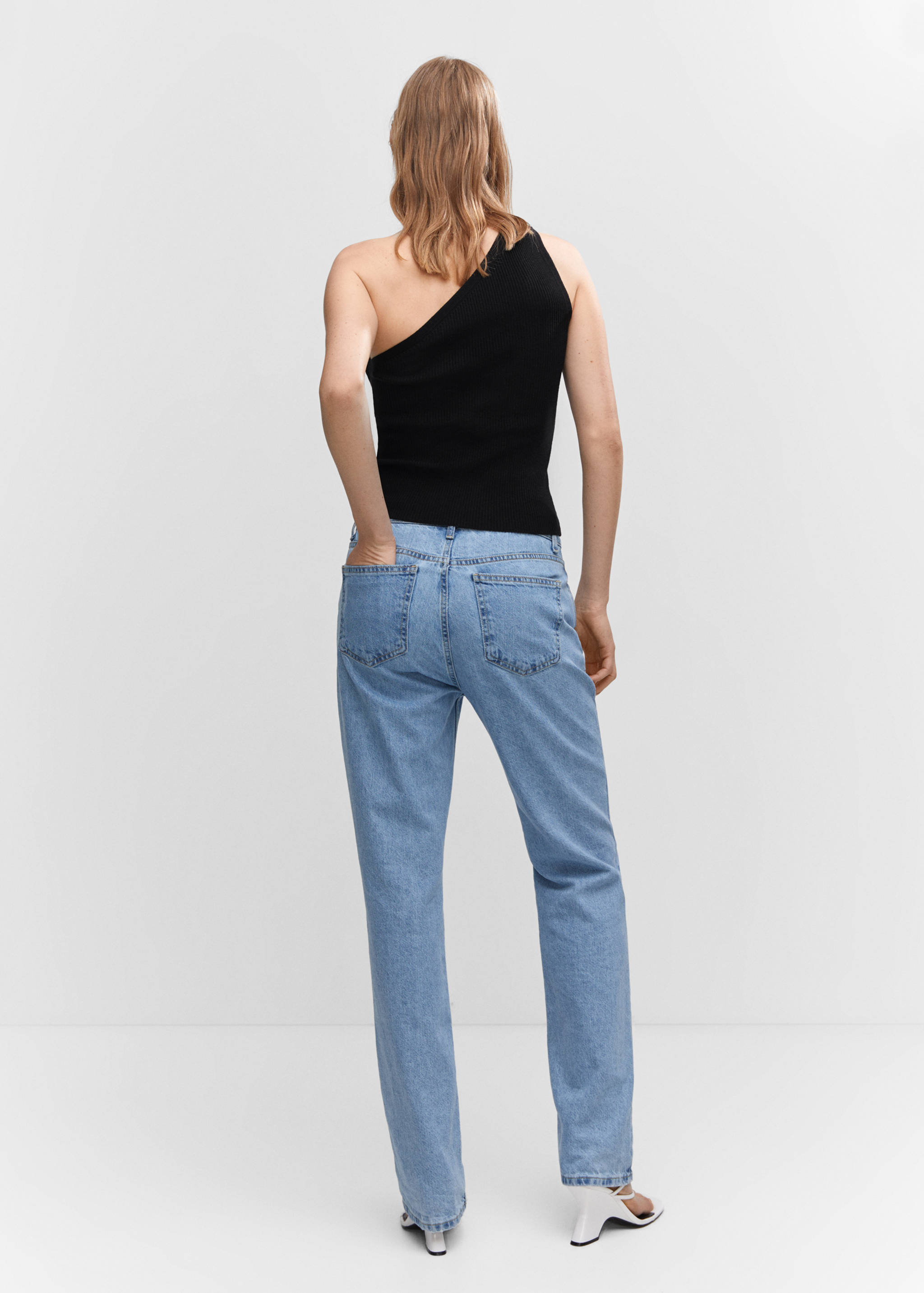 Asymmetrical-neck knitted top - Reverse of the article