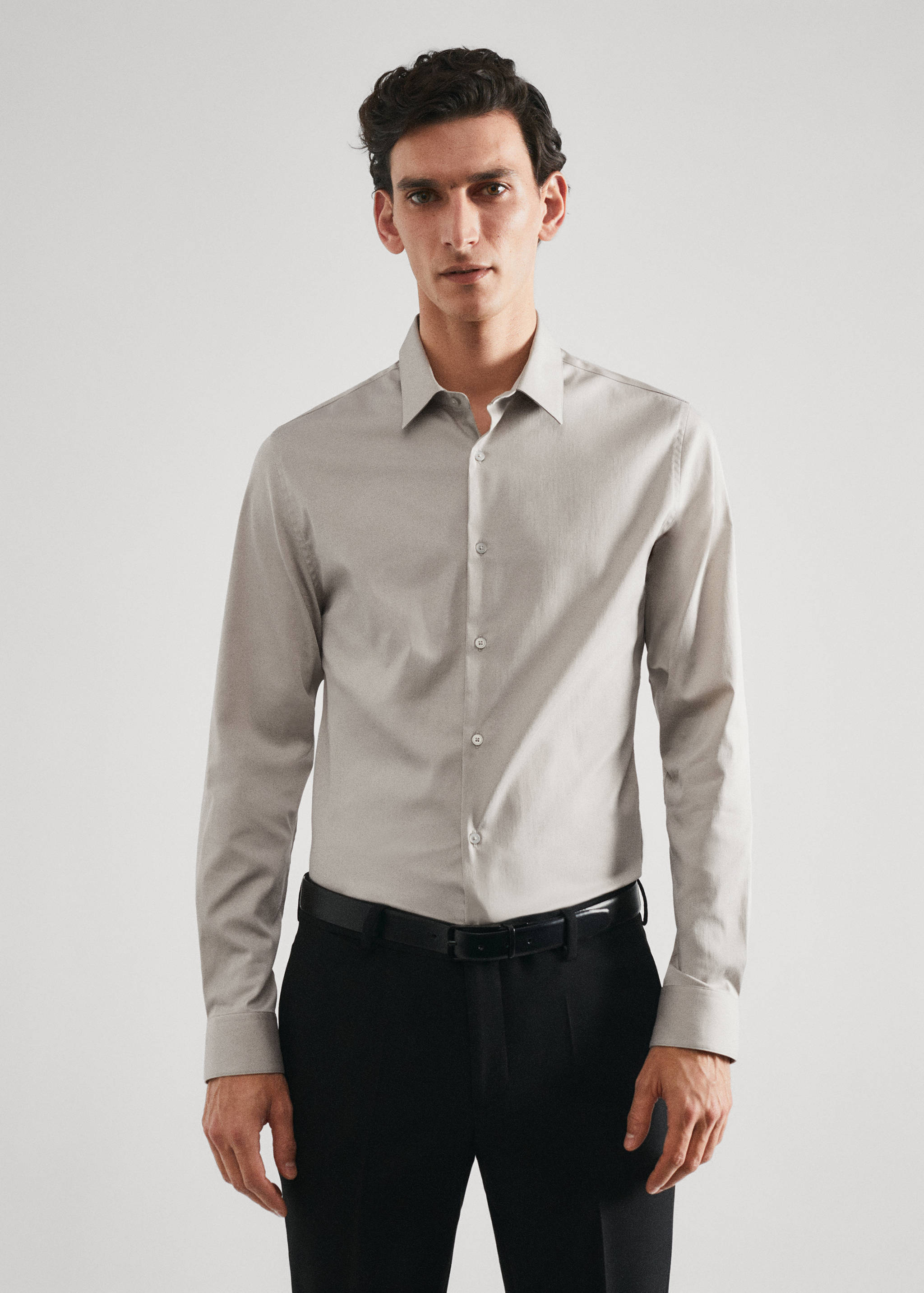 Camisa vestit súper slim fit popelín - Pla mig
