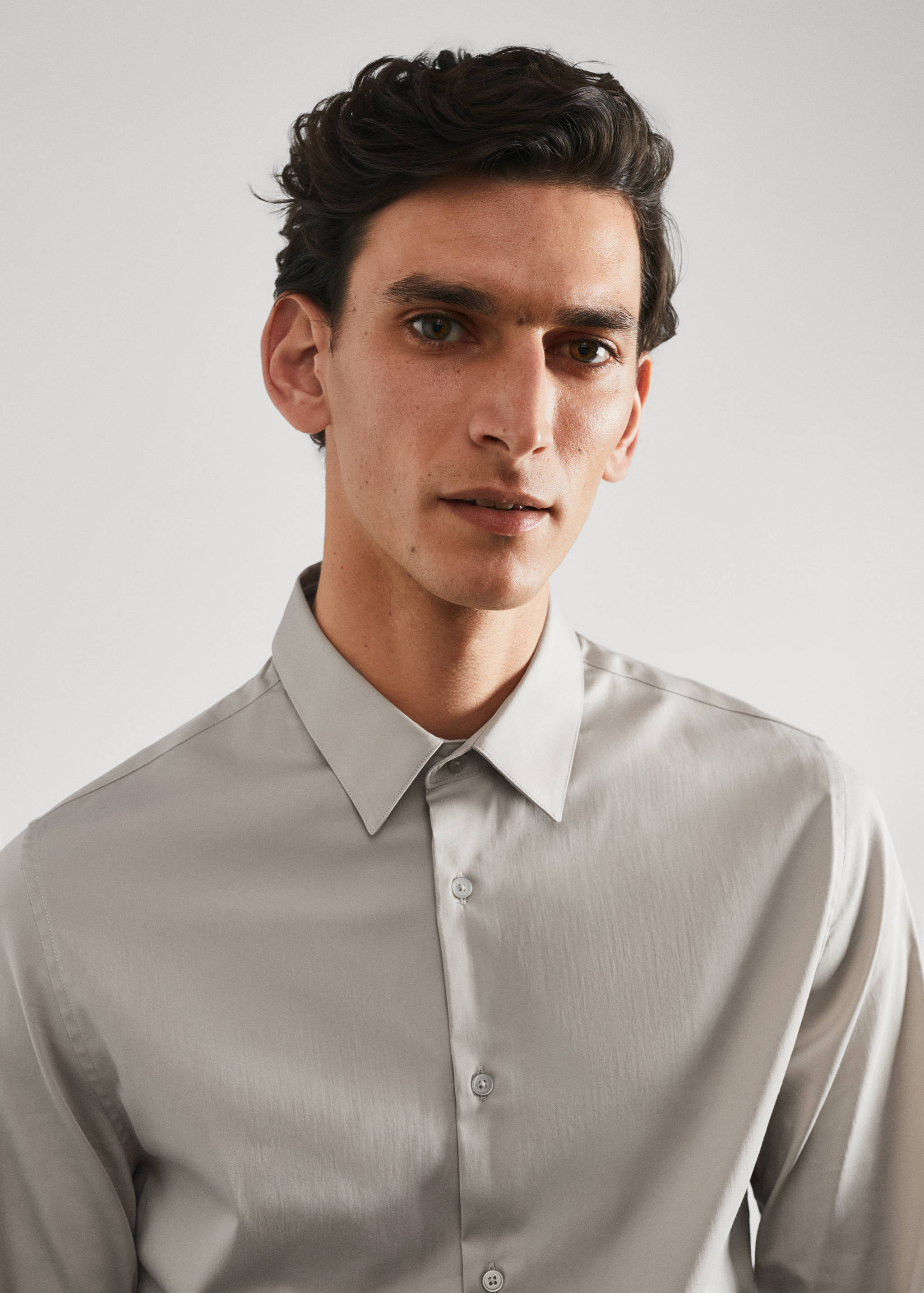 Camisa vestit súper slim fit popelín - Detall de l'article 1